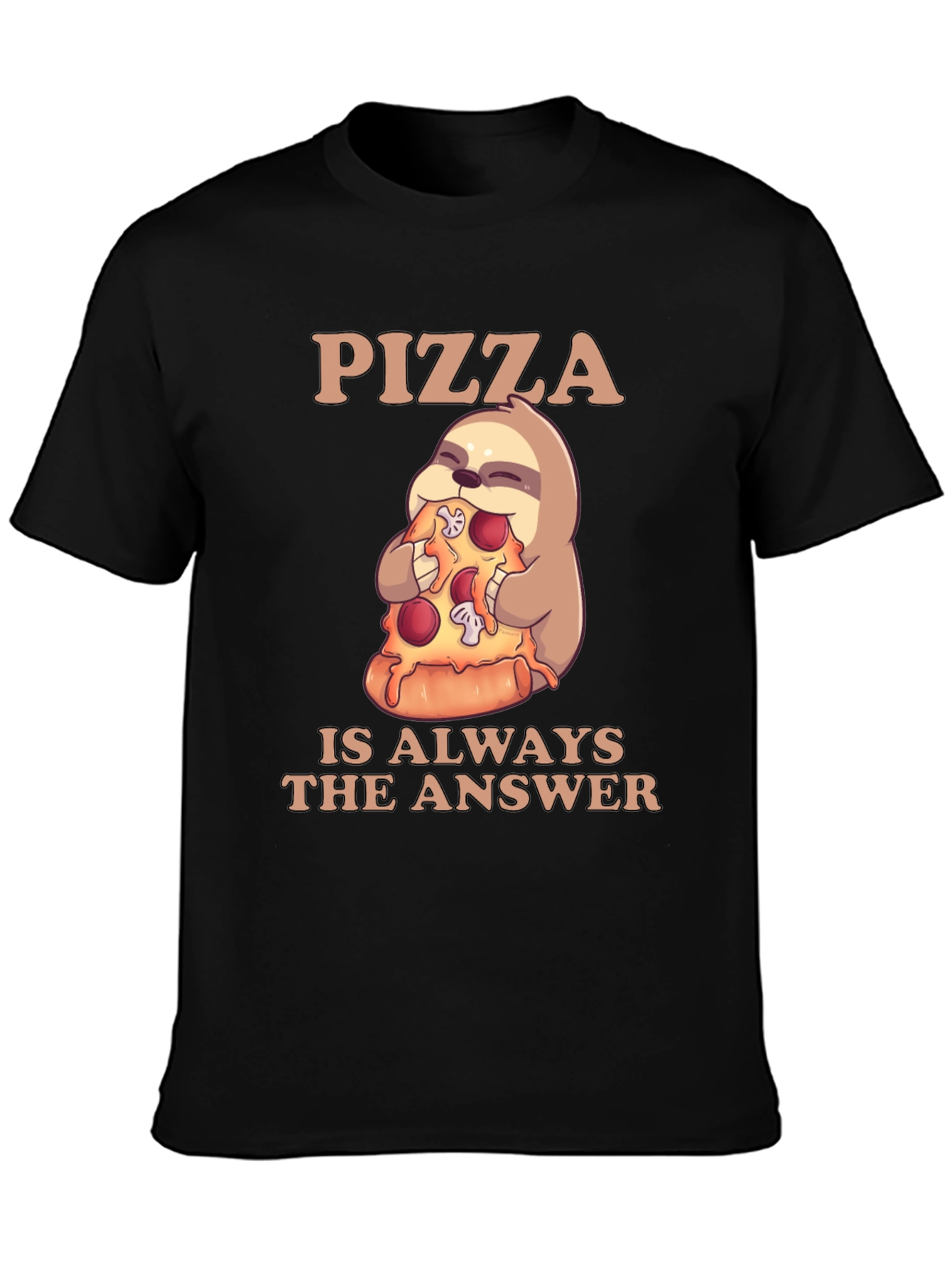 Black Pizza Sloth T-Shirt - Always the Answer! view 3