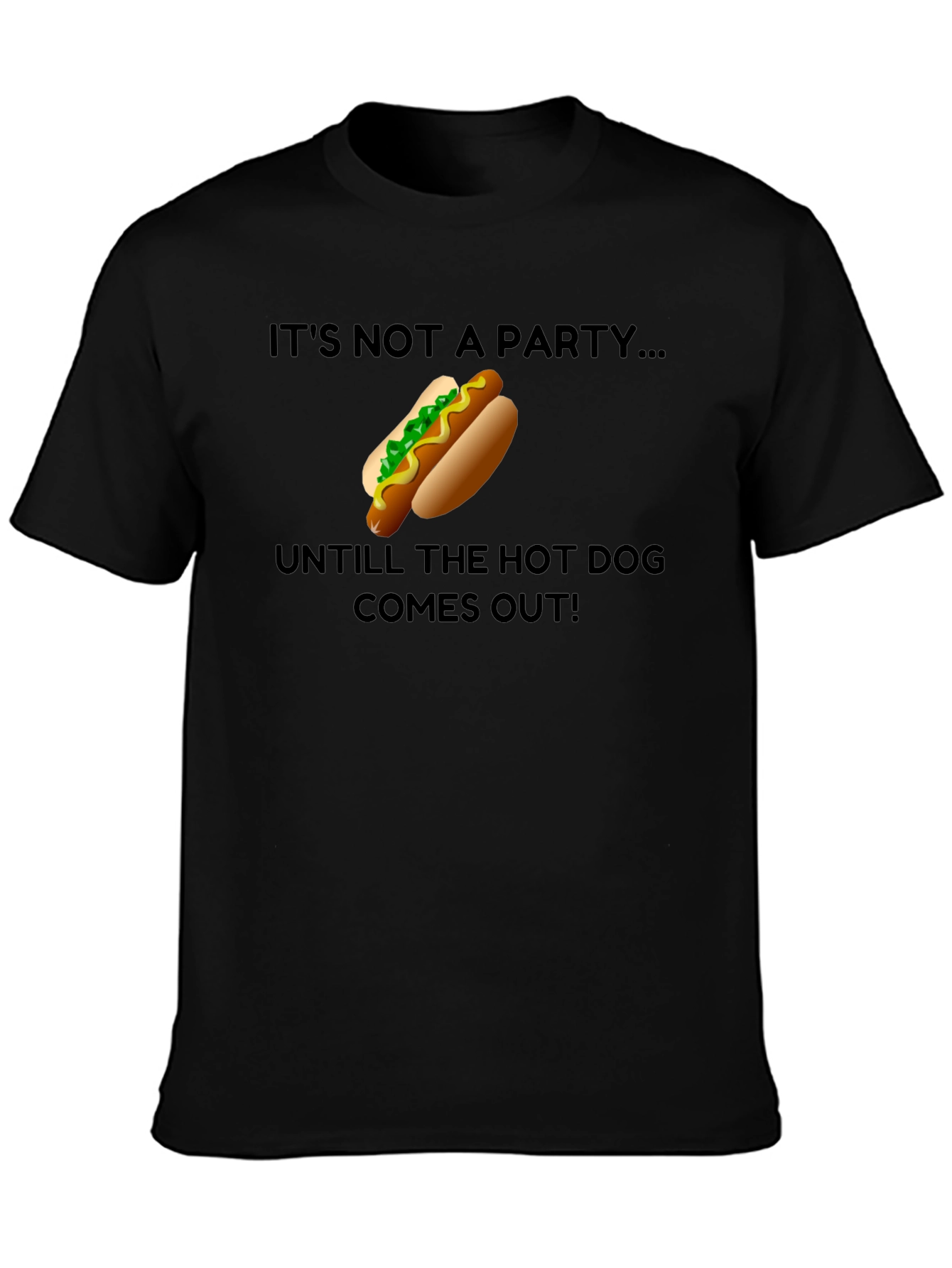 Black Hot Dog Party T-Shirt - Funny Foodie Tee view 3