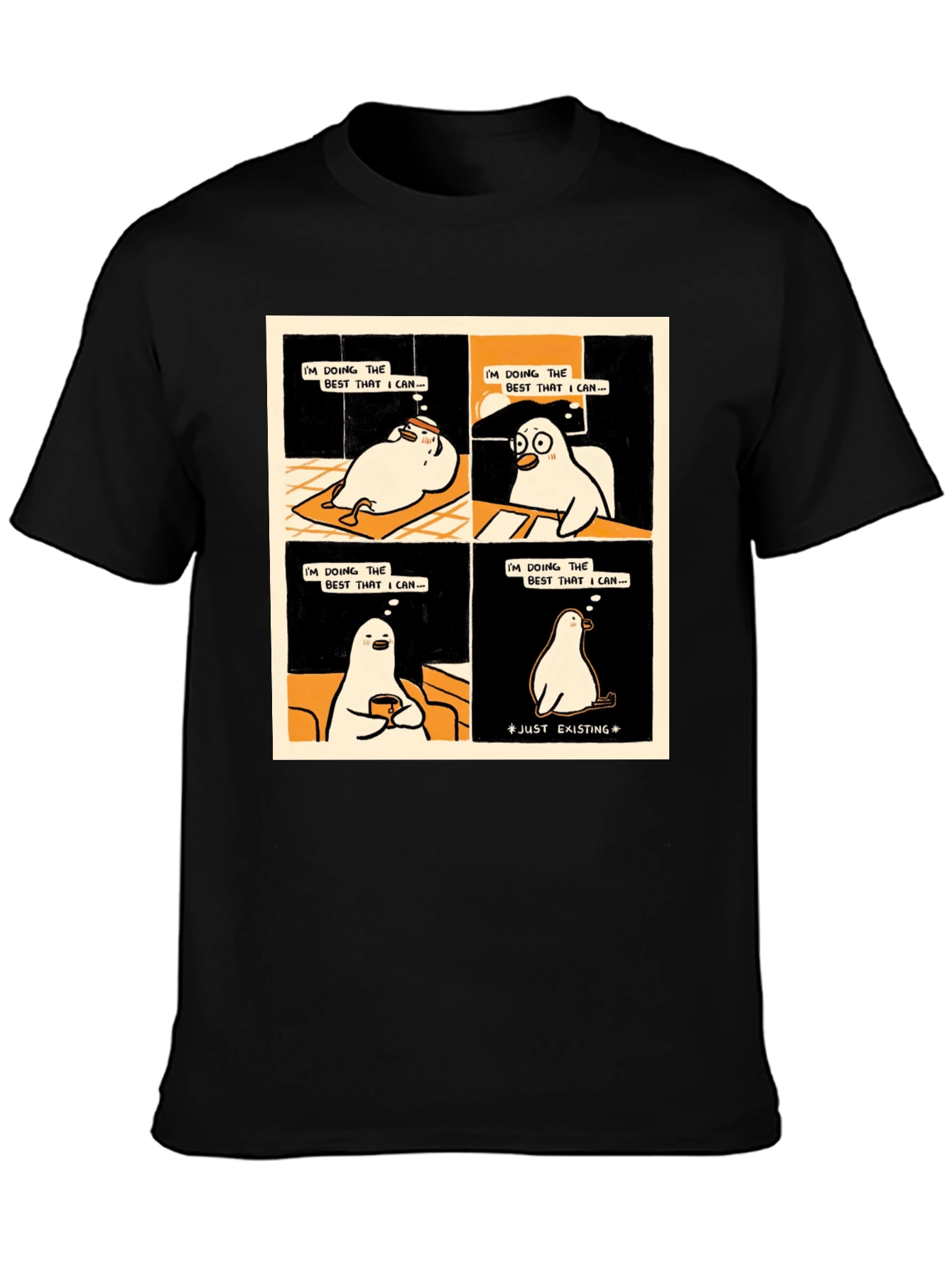 Black Existential Cartoon T-Shirt: Doing My Best view 3