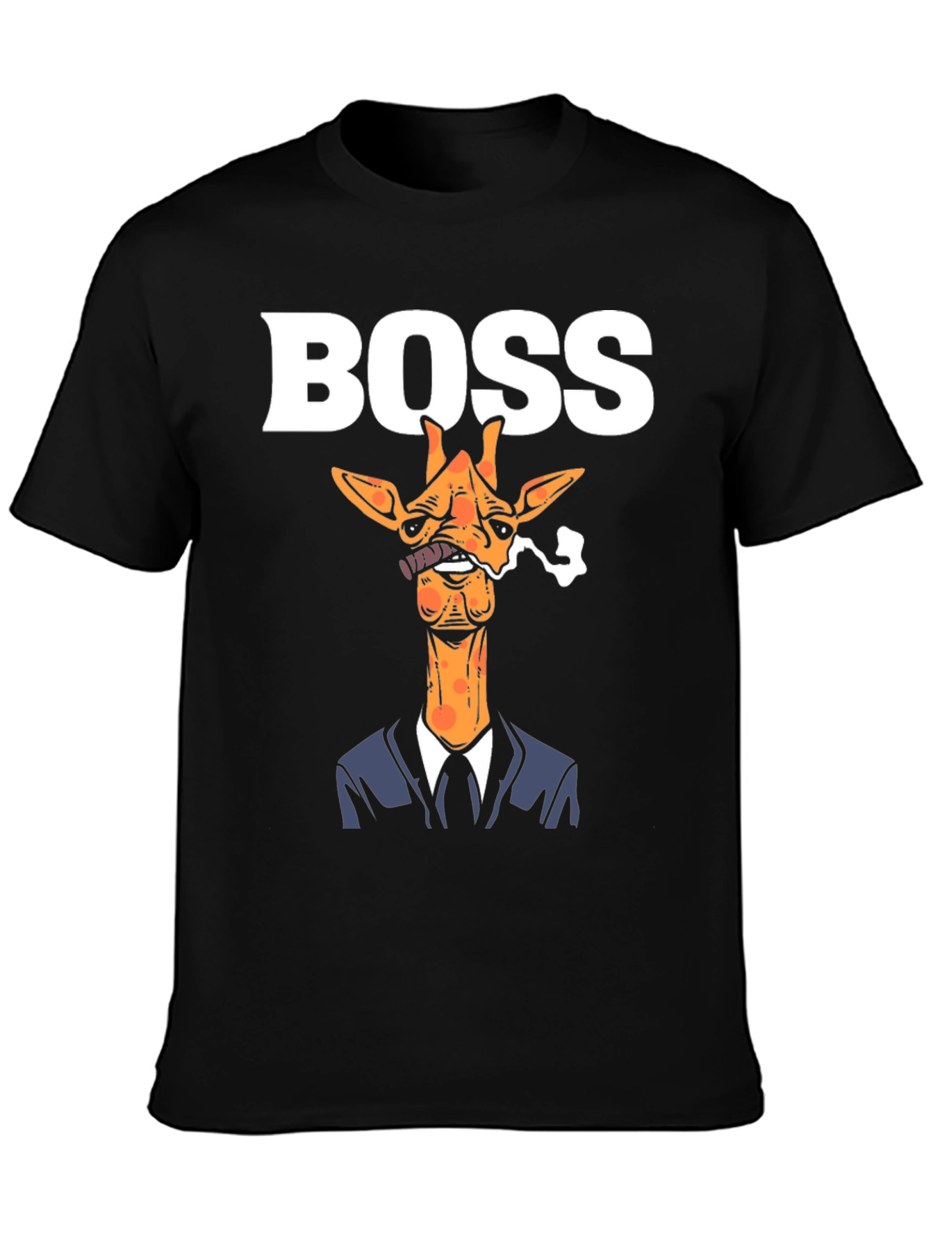 Black Boss Giraffe Graphic Tee - Funny Animal Shirt view 3