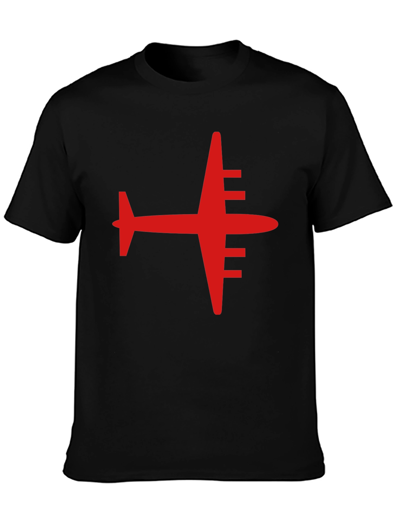 Black Red Airplane Graphic Tee - Black Casual T-Shirt view 3