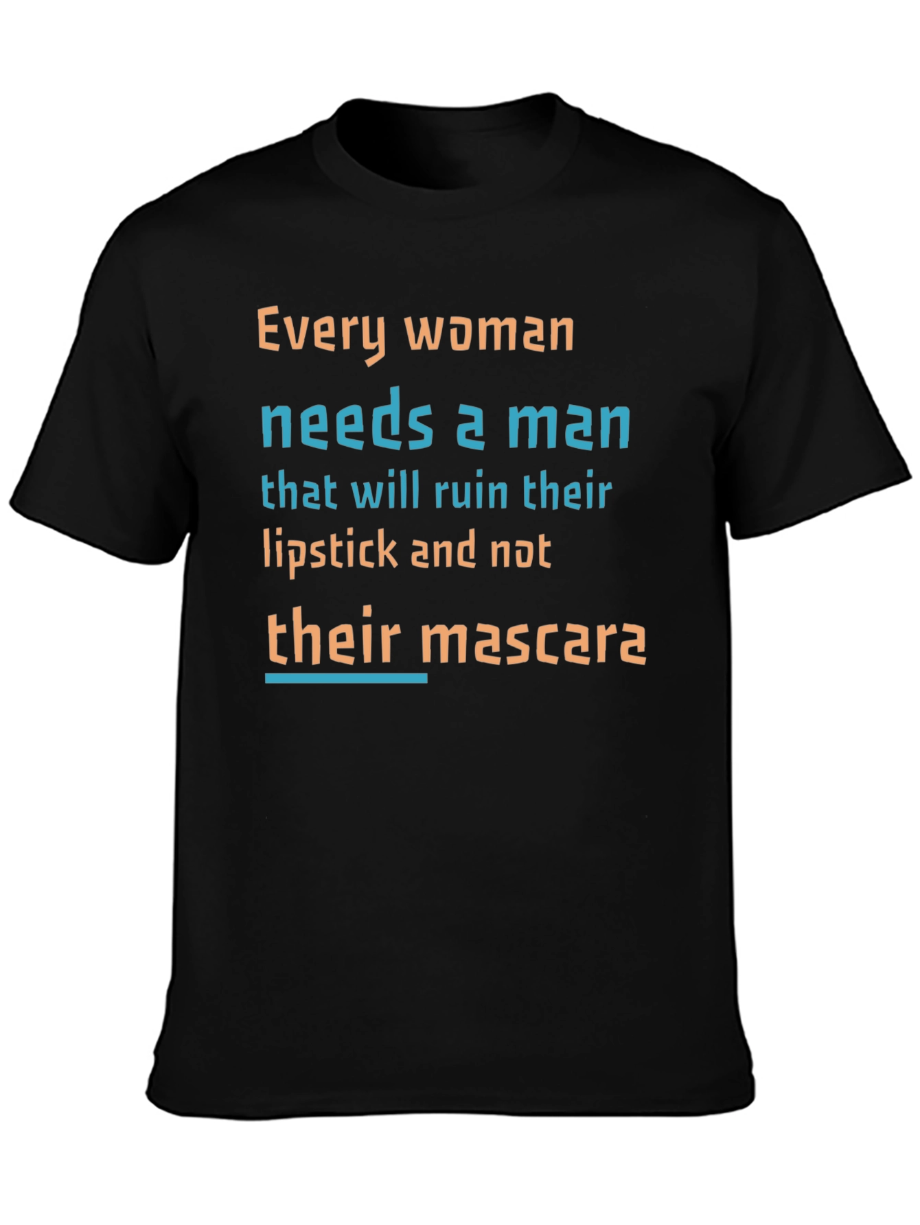 Black Funny Slogan T-Shirt: Lipstick Not Mascara view 3