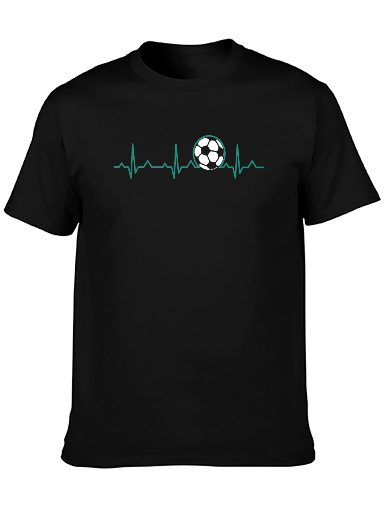 Black Soccer Heartbeat T-Shirt - Black view 3