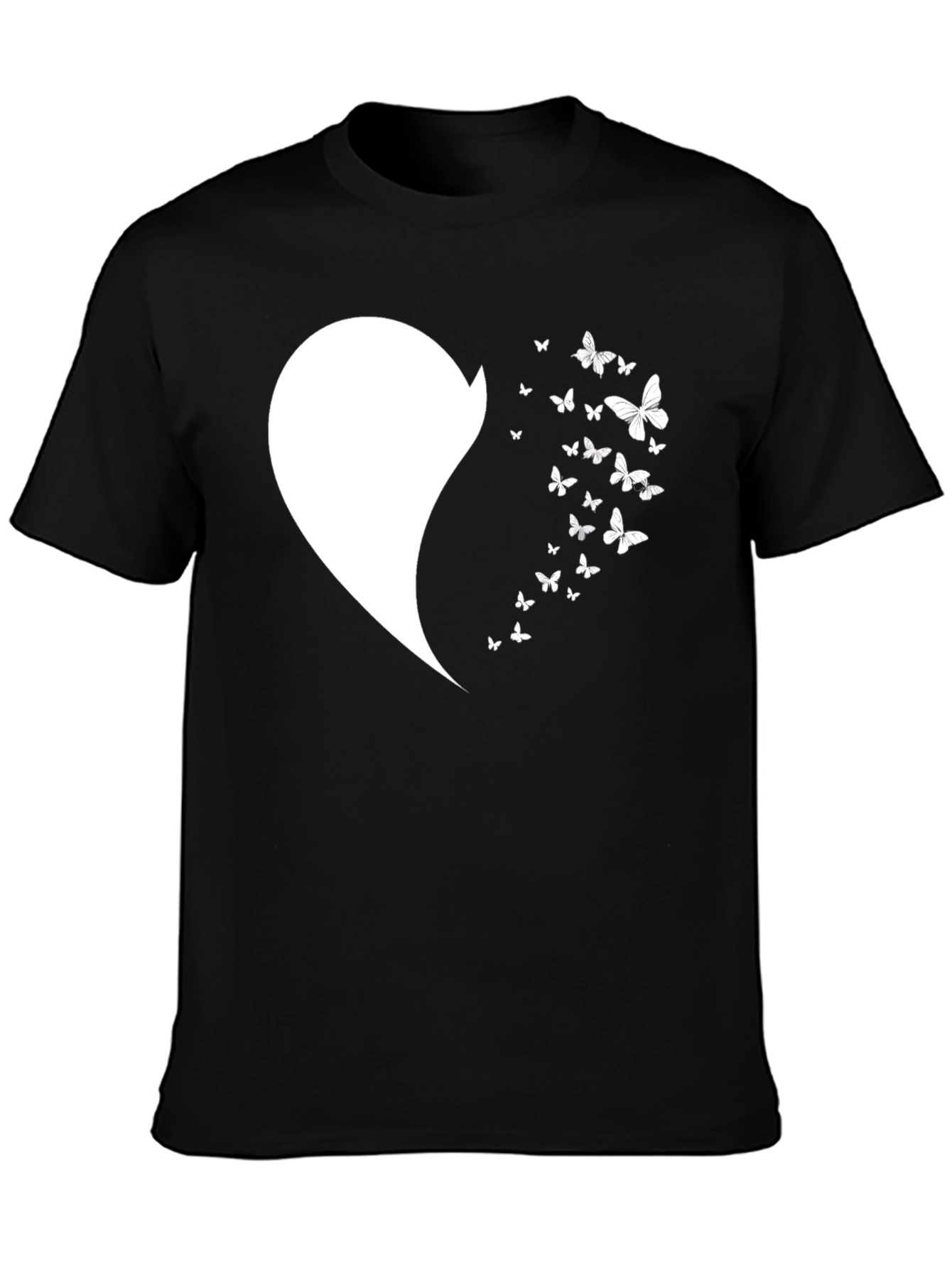 Black Butterfly Heart Graphic Tee - Black view 3