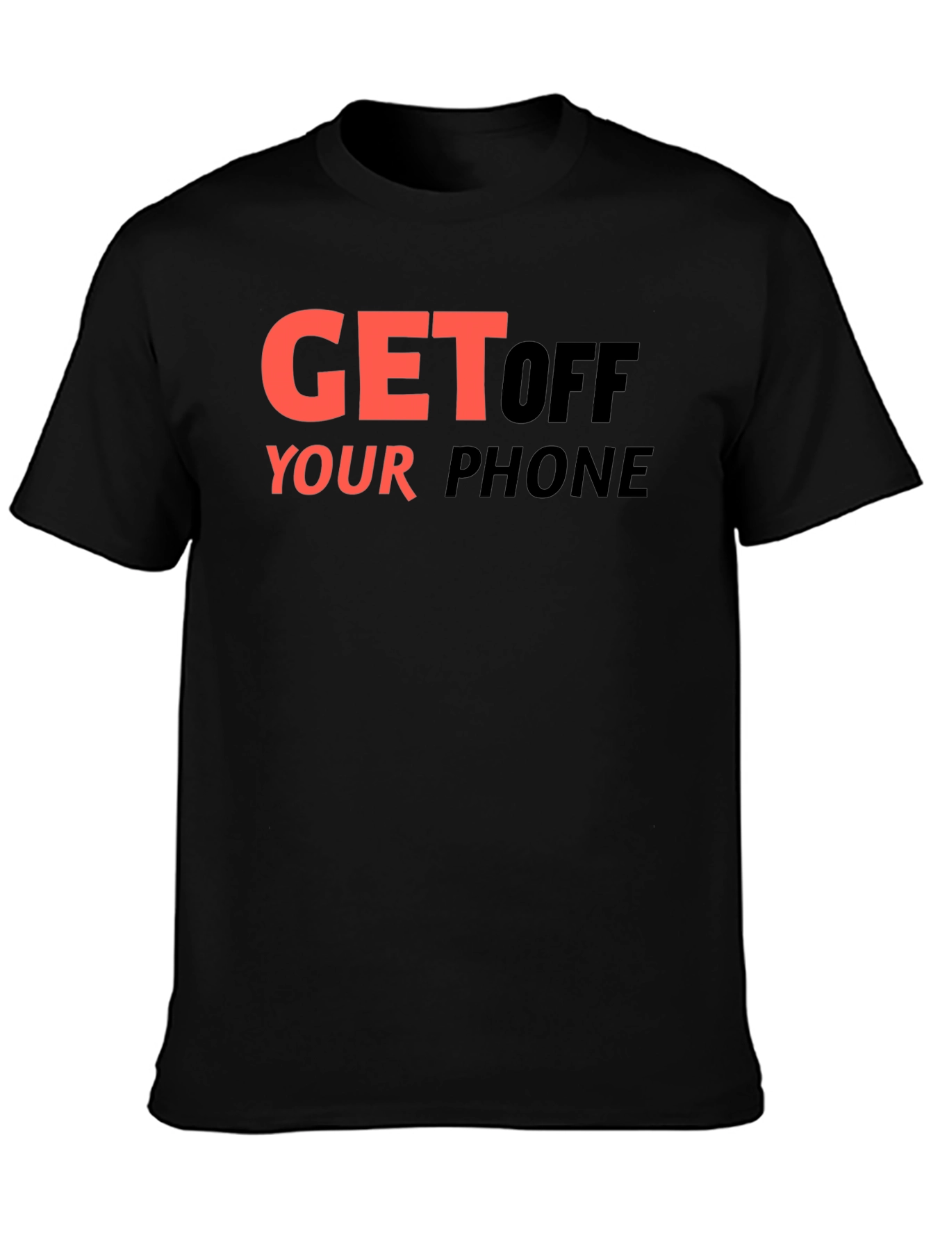 Black Get Off Your Phone Graphic Tee - Black view 3