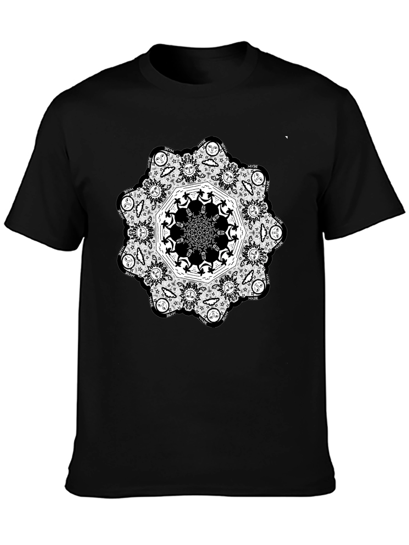 Black Mandala Graphic Black T-Shirt view 3