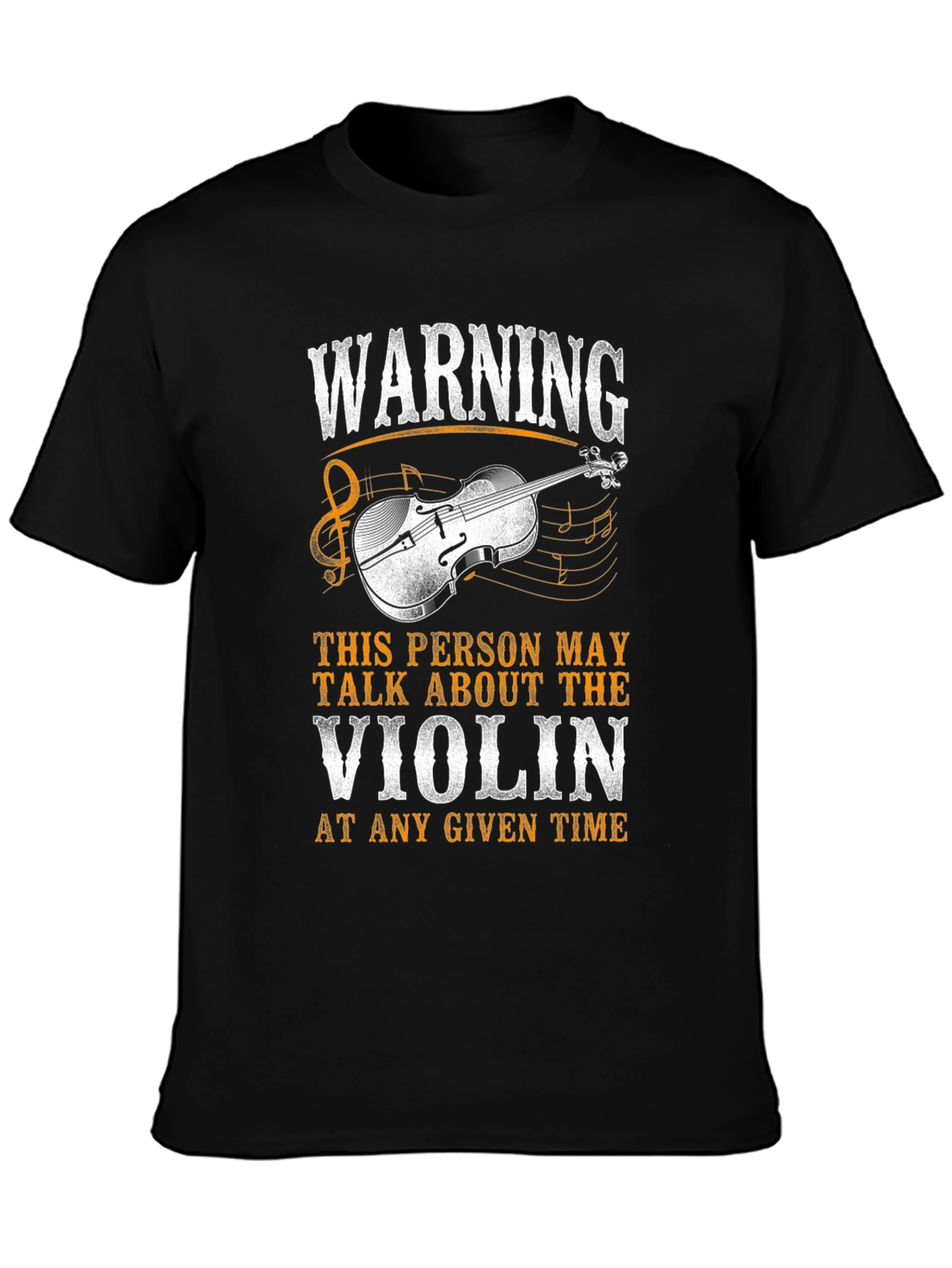 Black Warning Violin T-Shirt - Music Lover Gift view 3
