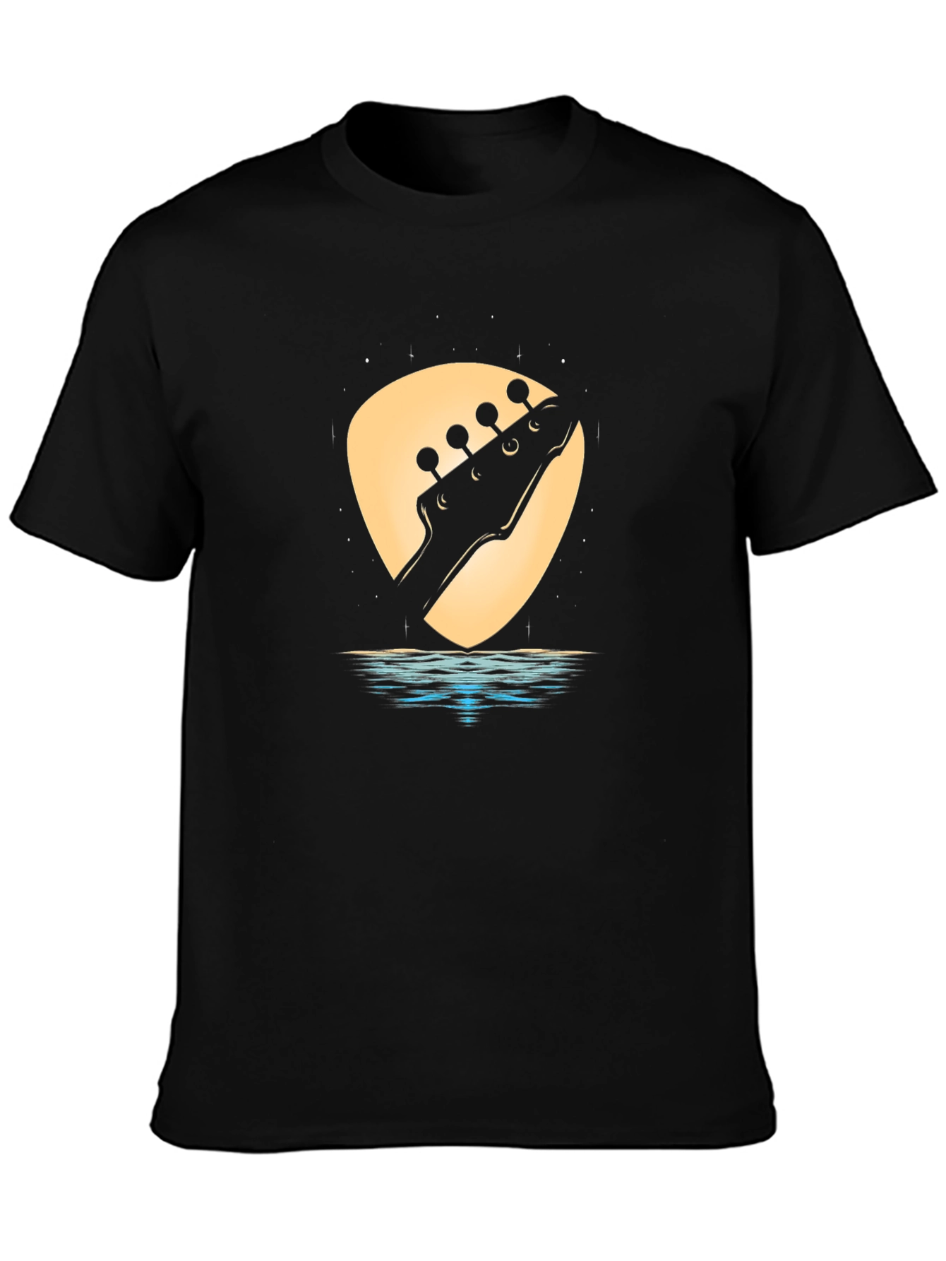 Black Guitar Headstock Lake Graphic Tee view 3