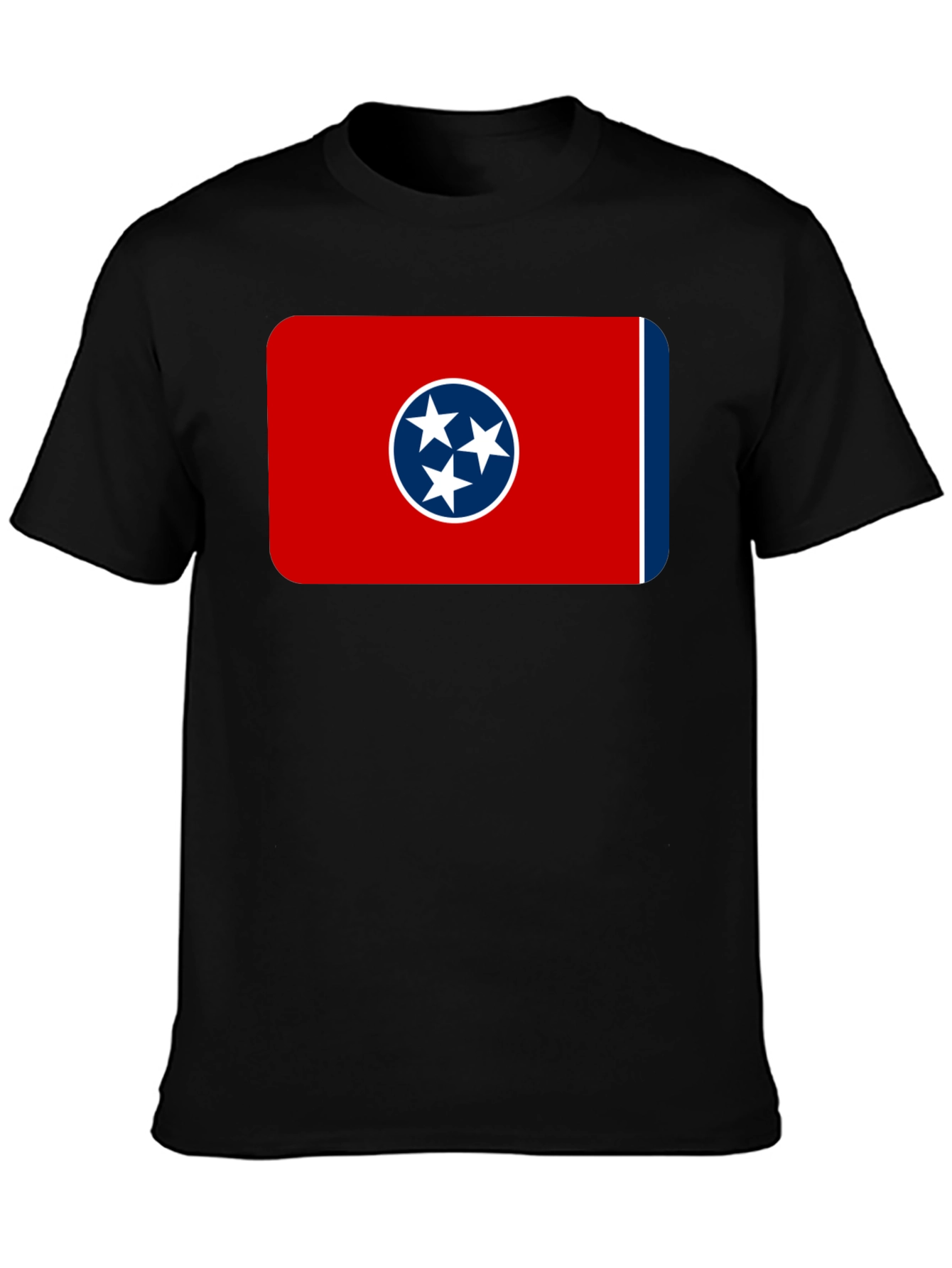 Black Tennessee Flag T-Shirt -  Black Crew Neck Tee view 3