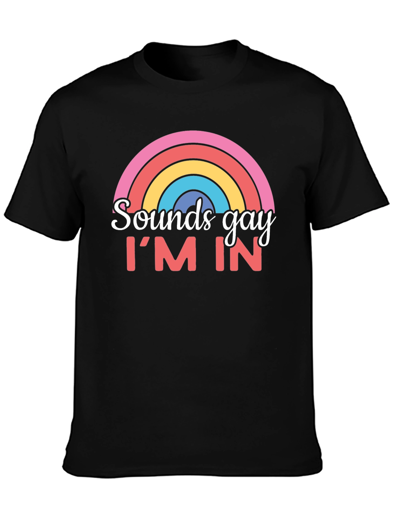 Black Sounds Gay I'm In T-Shirt Rainbow Graphic Tee view 3