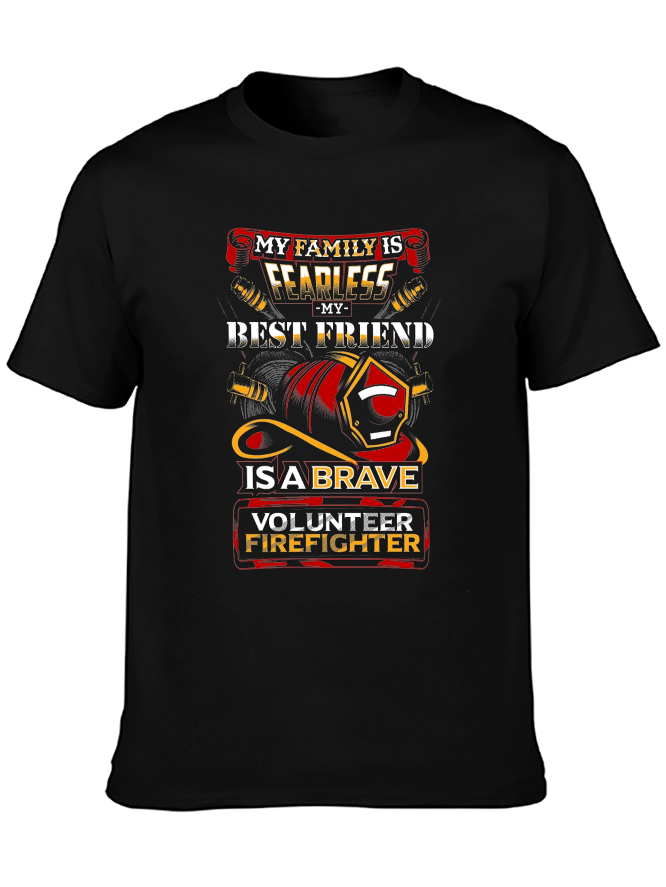Black Volunteer Firefighter Graphic T-Shirt view 3