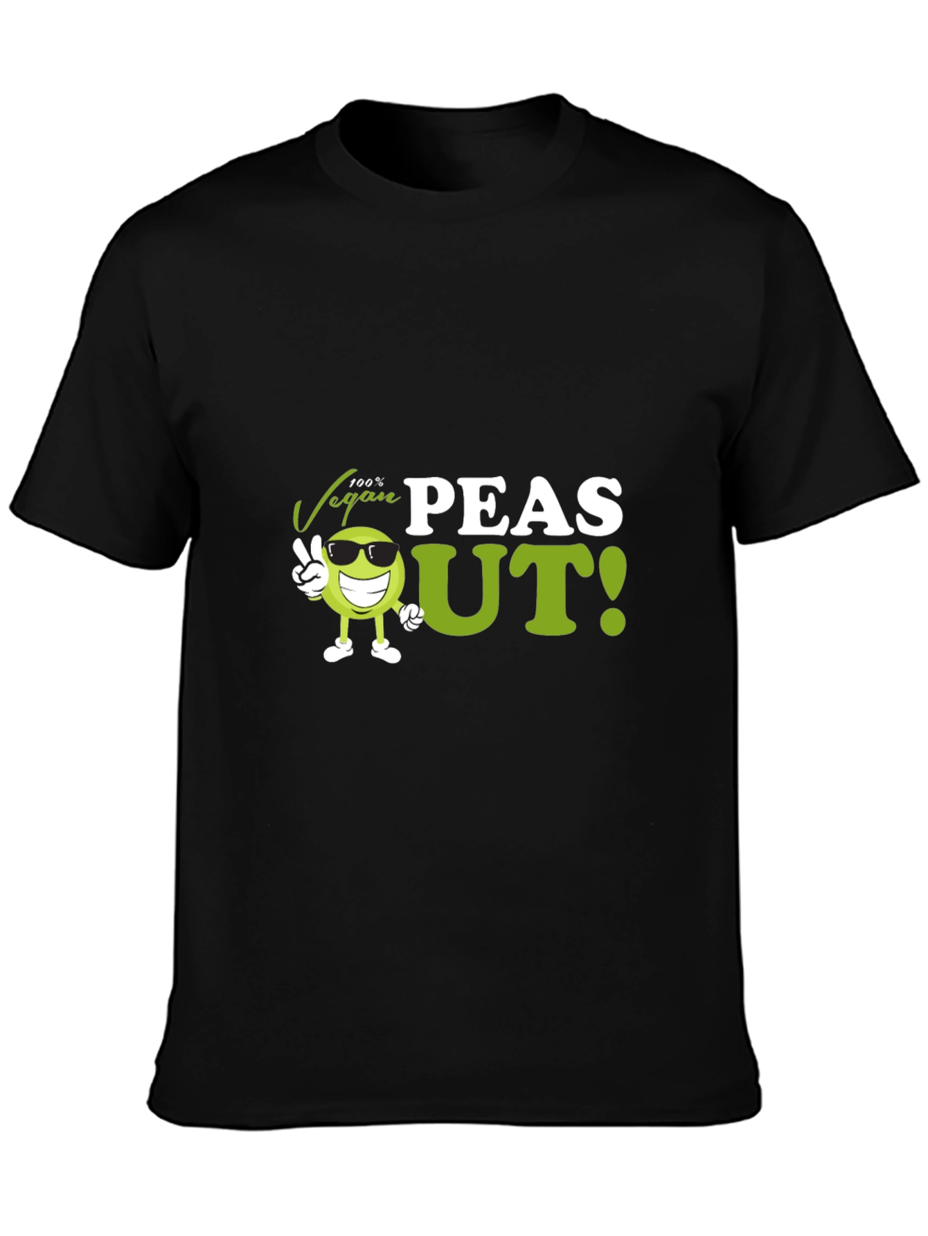 Black Vegan Peas Out T-Shirt - Funny Plant Based Tee view 3