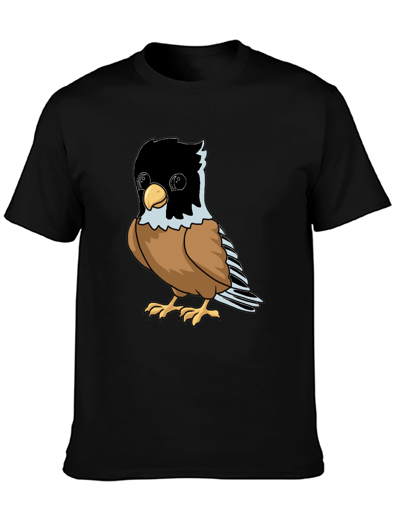 Black Cute Bird Graphic Tee - Soft Black Cotton Shirt view 3