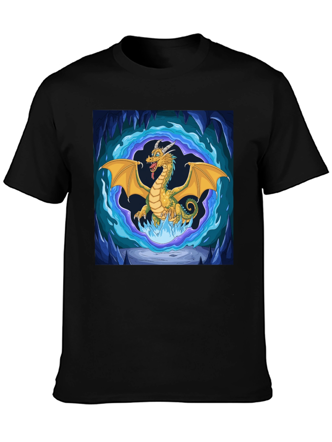 Black Dragon Graphic Tee - Fantasy Art Black T-Shirt view 3