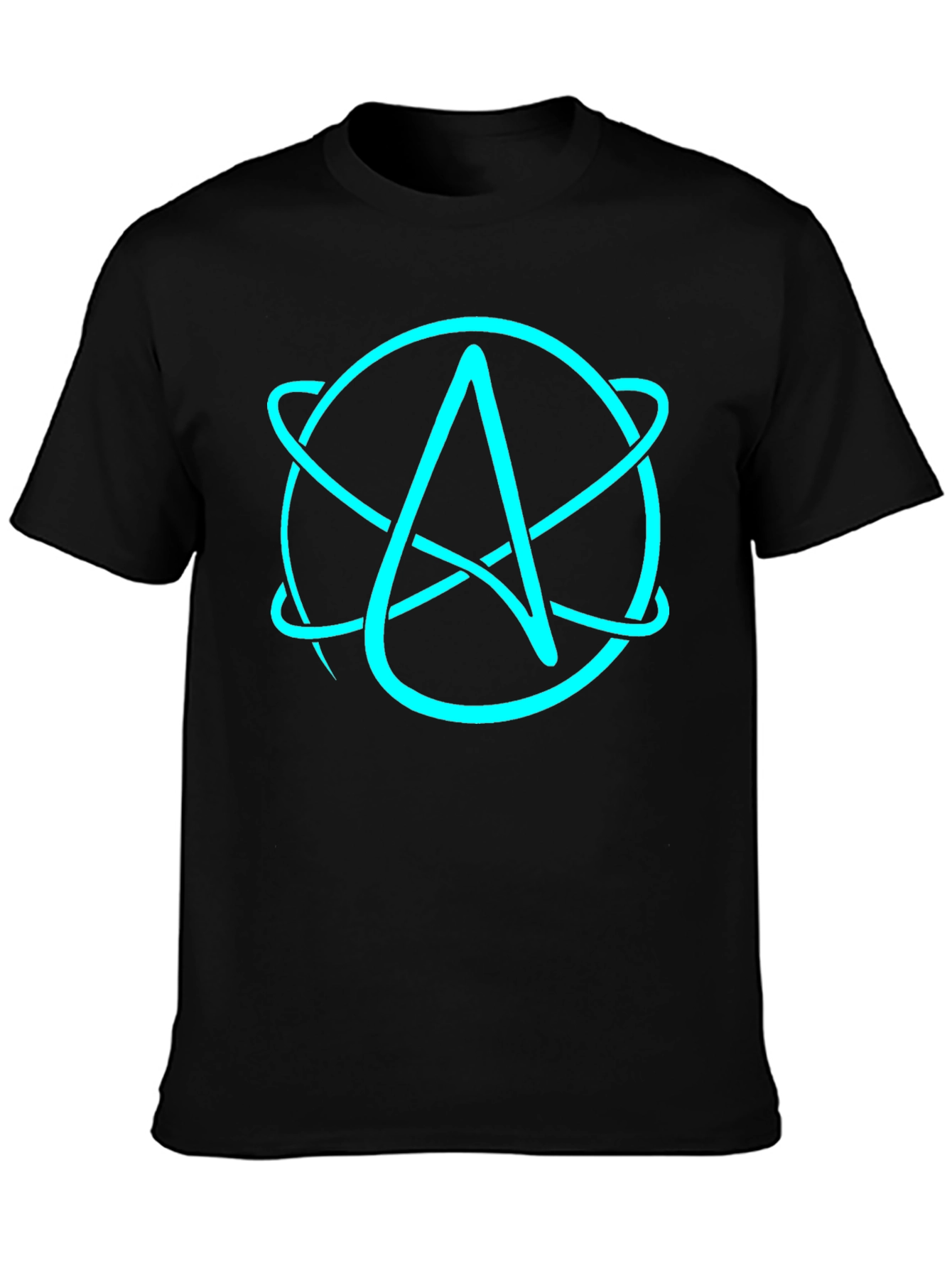 Black Atheist Atom Symbol Black T-Shirt view 3