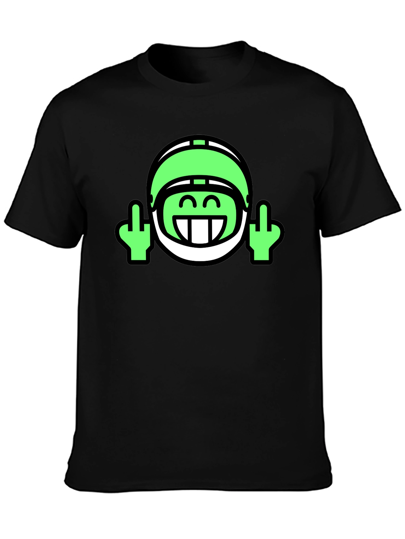 Black Black T-Shirt with Football Helmet Emoji Design view 3