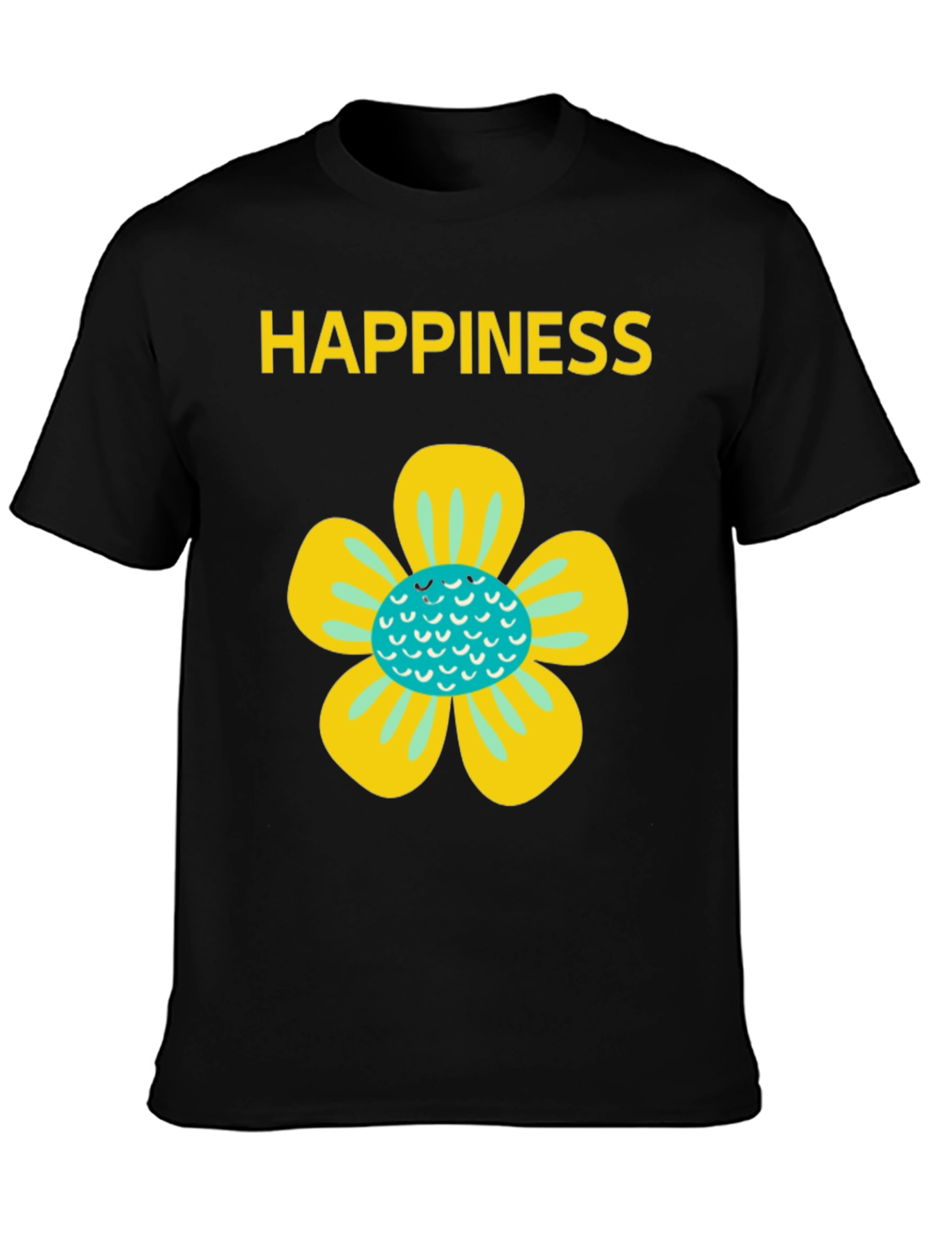Black Happiness Floral Graphic Tee - Black Cotton Blend view 3