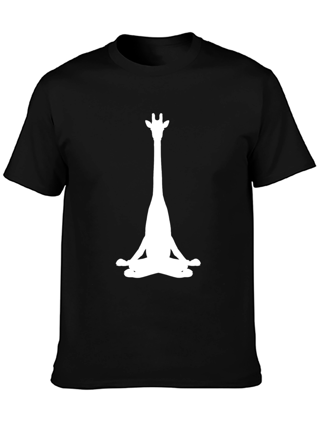 Black Meditating Giraffe Graphic Tee - Black Cotton T-Shirt view 3