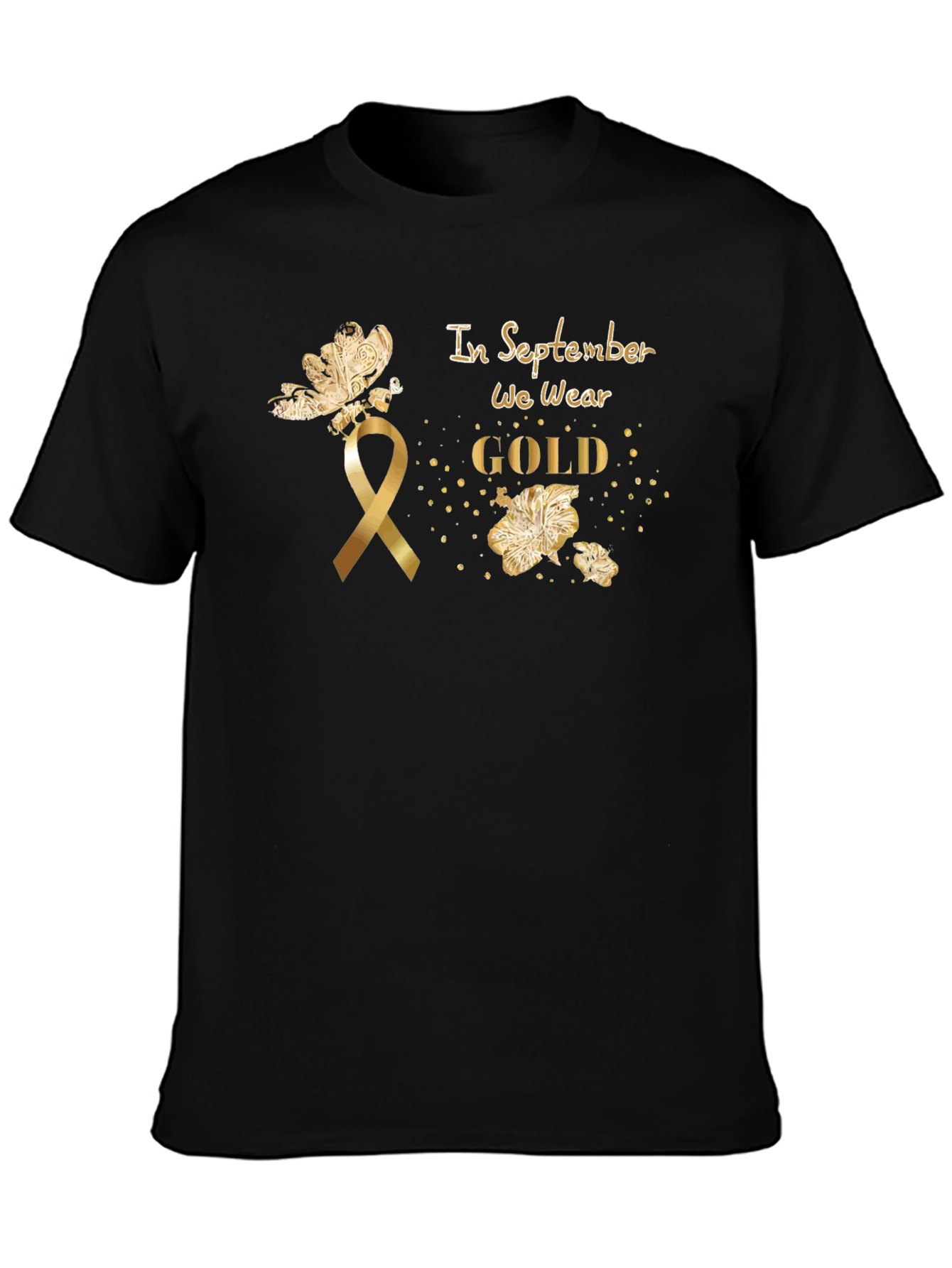 Black In September We Wear Gold Awareness T-Shirt view 3