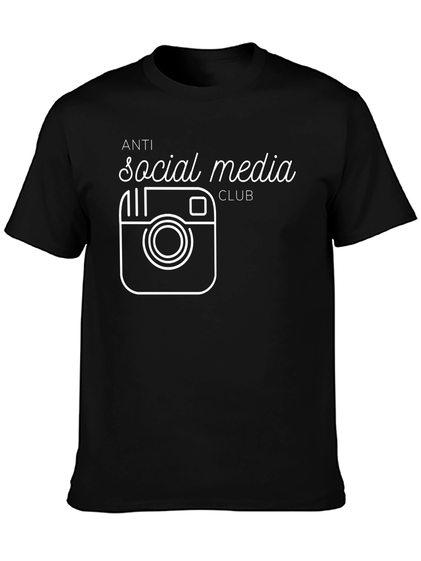 Black Anti Social Media Club Graphic T-Shirt view 3