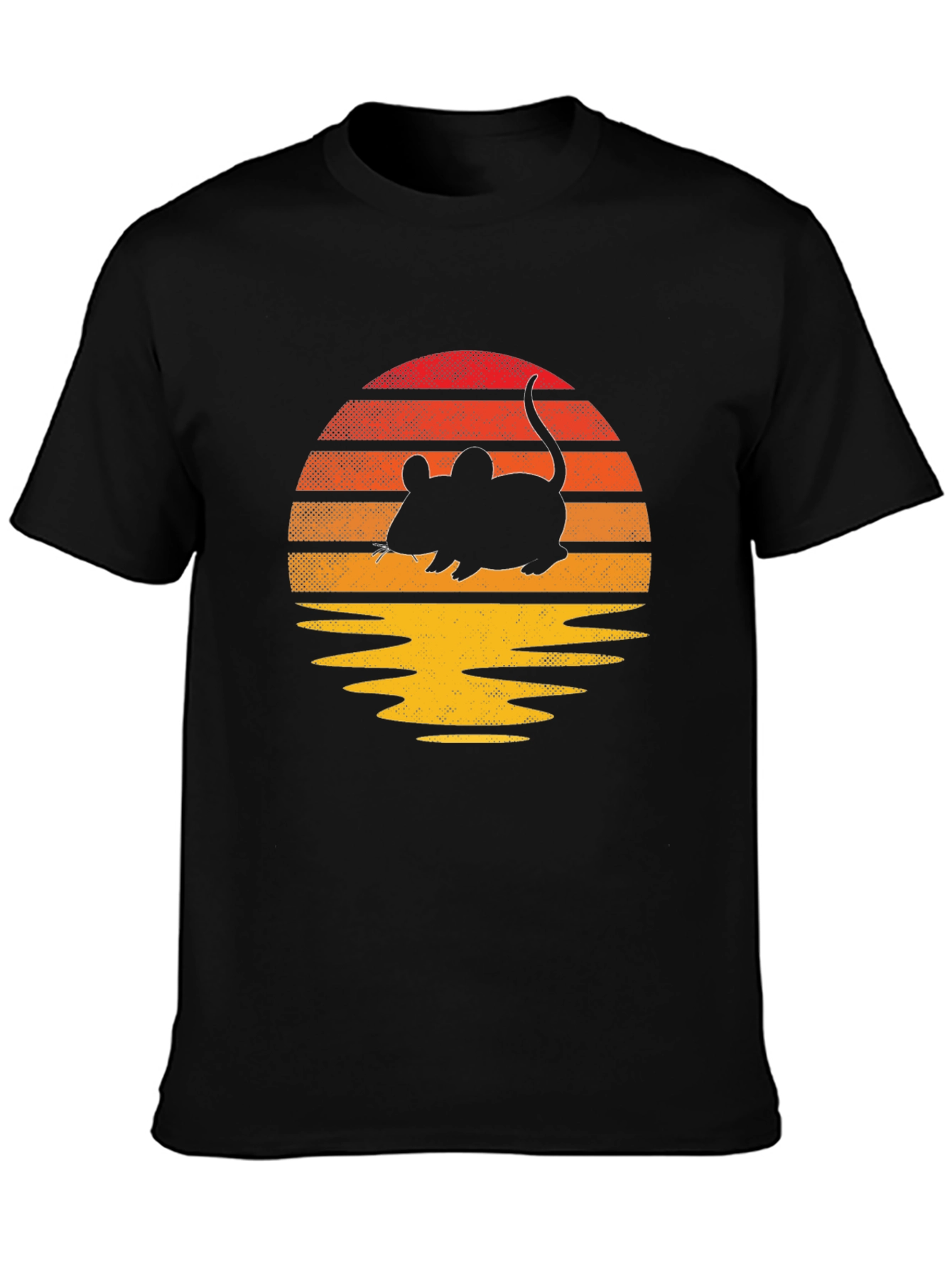 Black Retro Mouse Sunset Graphic Tee view 3