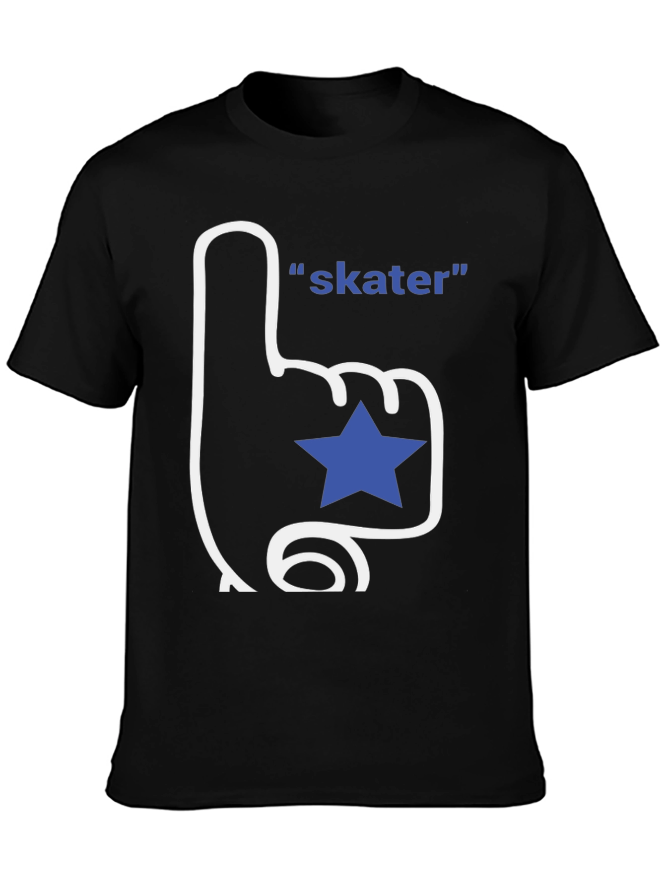 Black Skater T-Shirt - Fan Finger with Star view 3