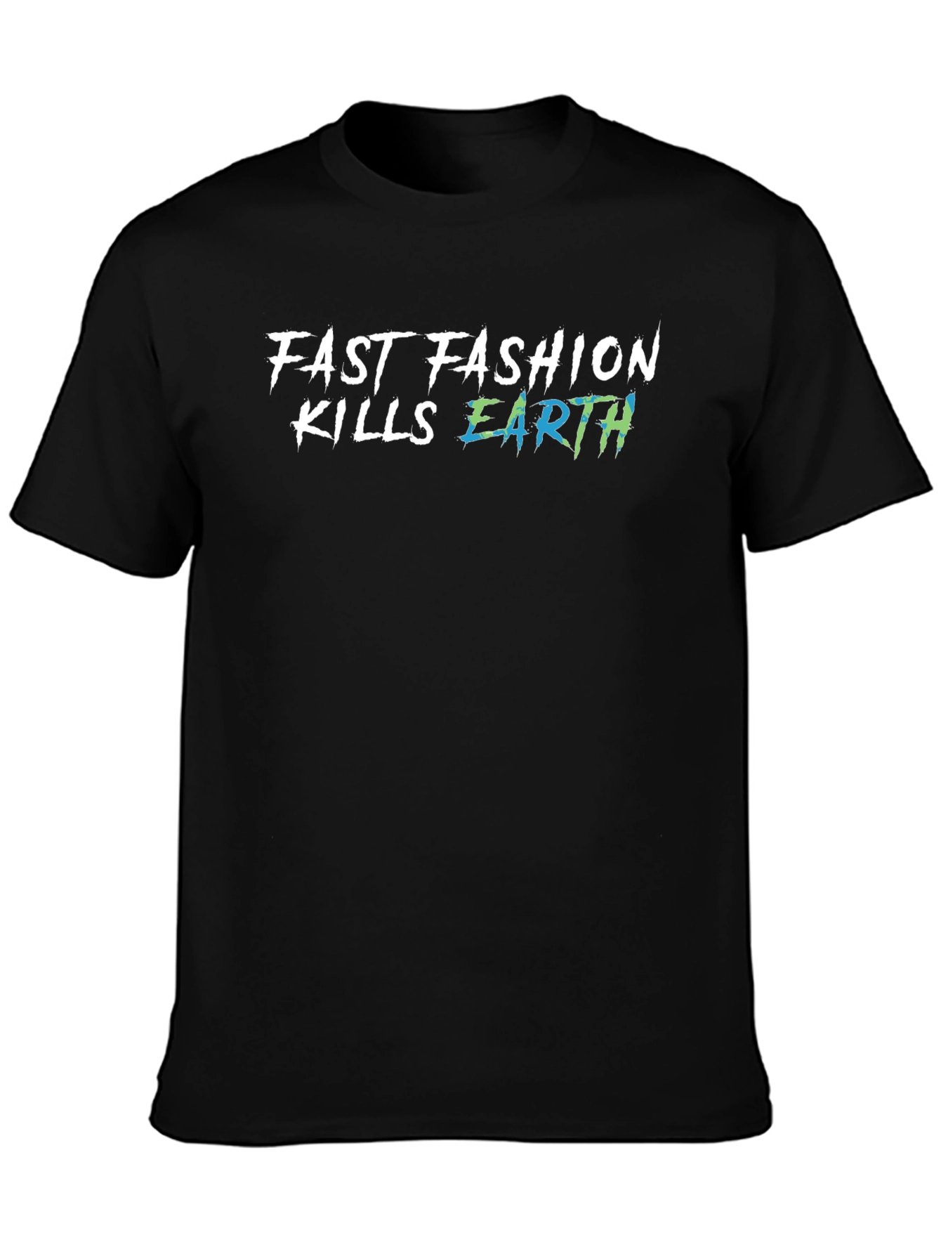 Black Fast Fashion Kills Earth Graphic T-Shirt view 3