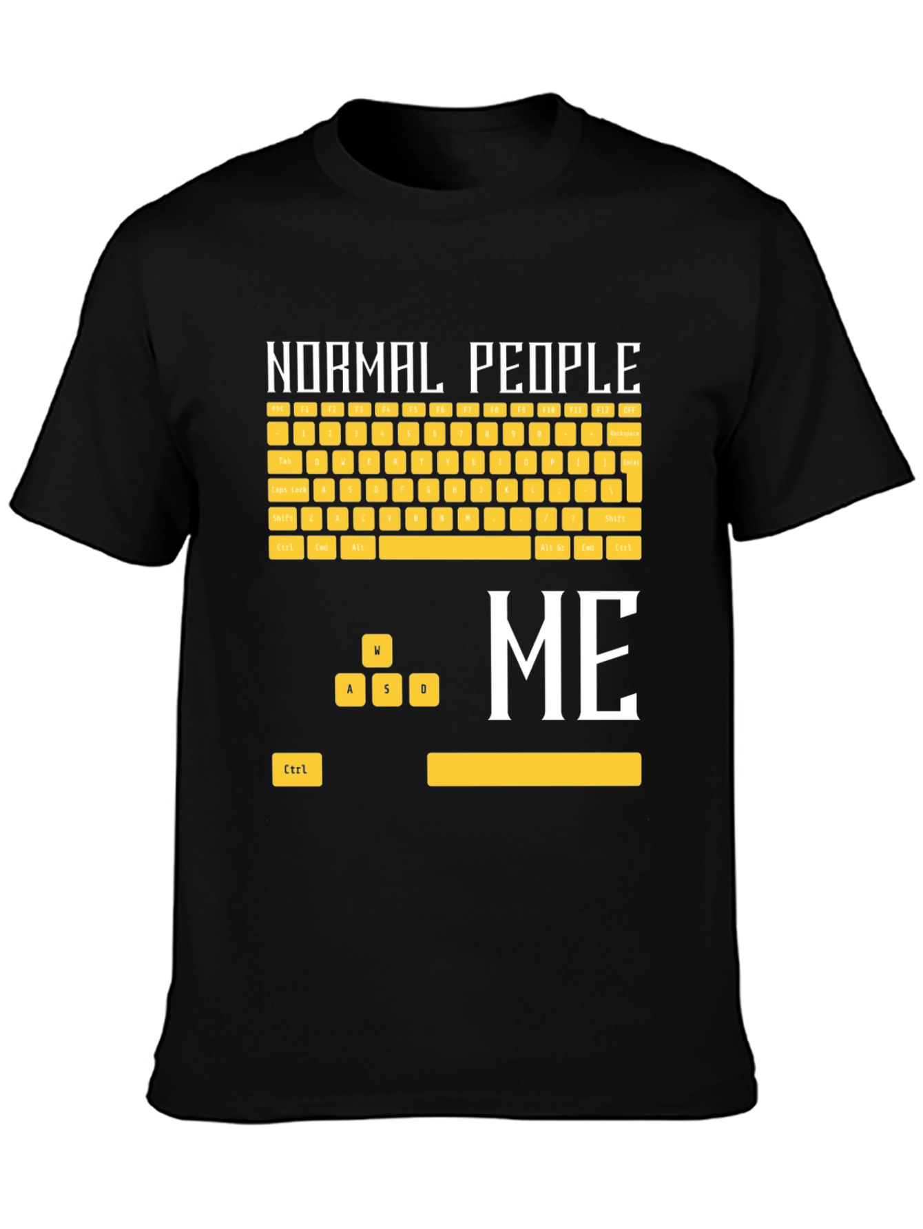 Black Gamer T-Shirt: Normal People vs. Me Keyboard view 3