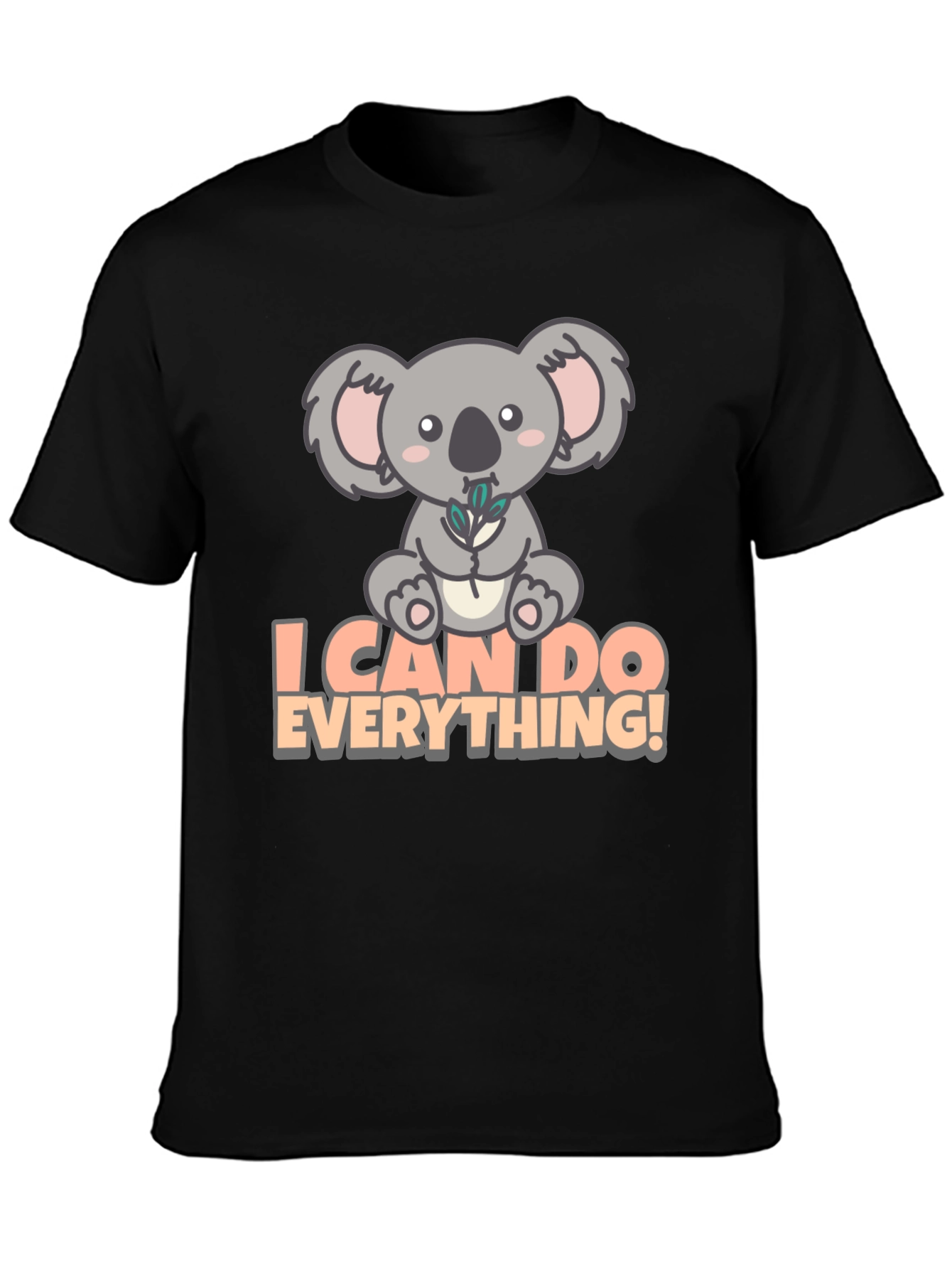 Black Koala I Can Do Everything! Black T-Shirt view 3