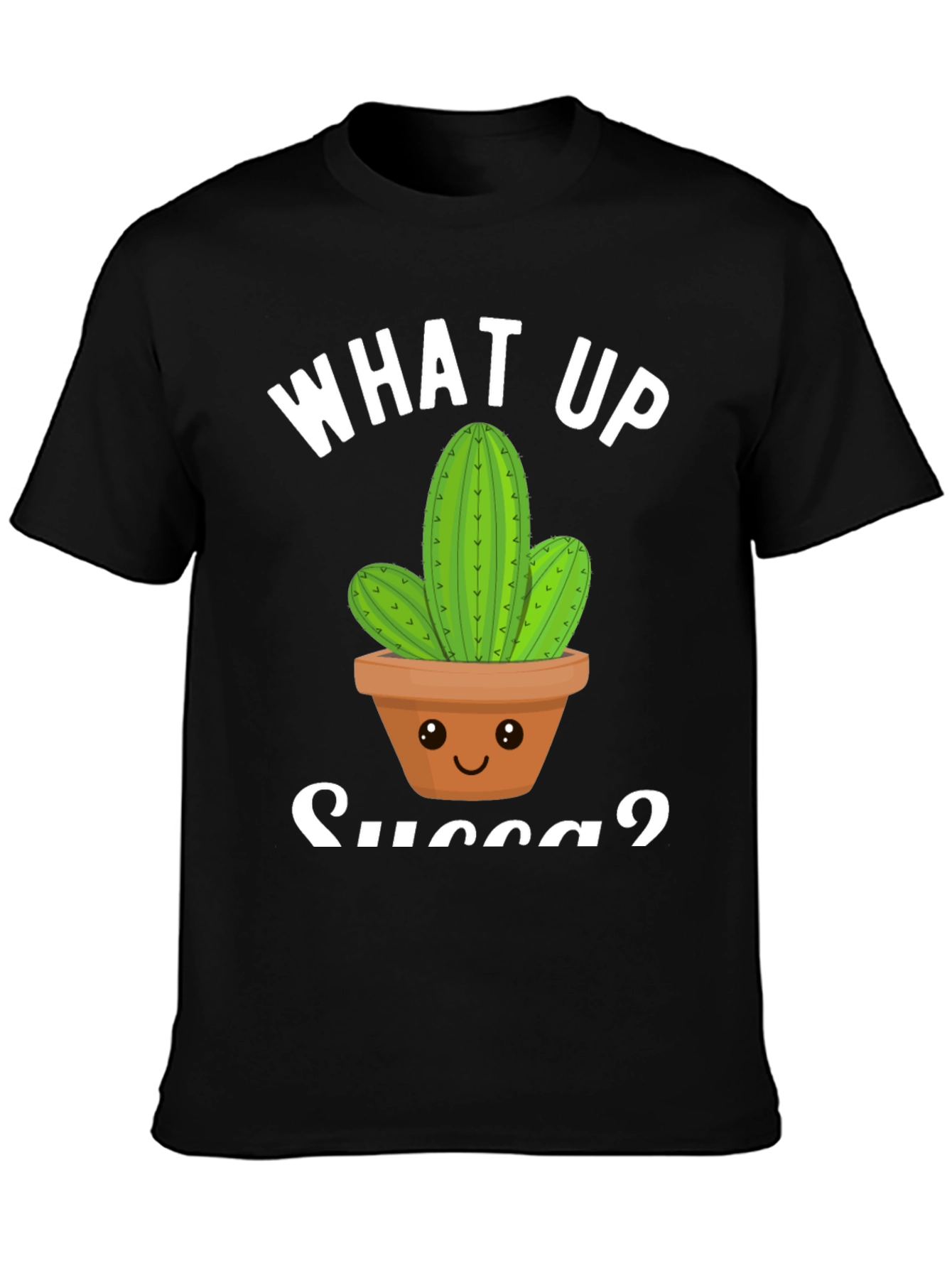 Black What Up Succa? Cactus Graphic T-Shirt view 3
