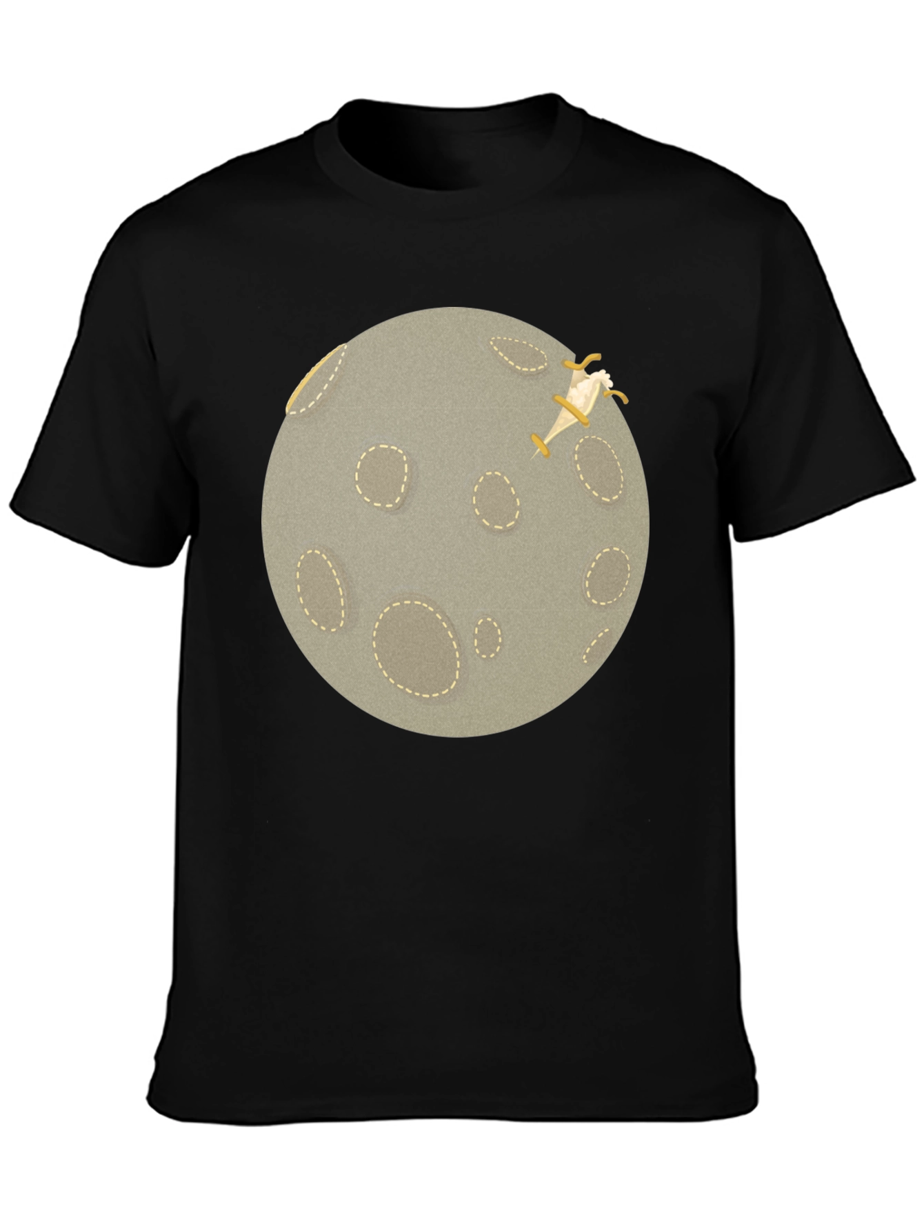 Black Moon Landing Graphic T-Shirt - Black Crew Neck view 3