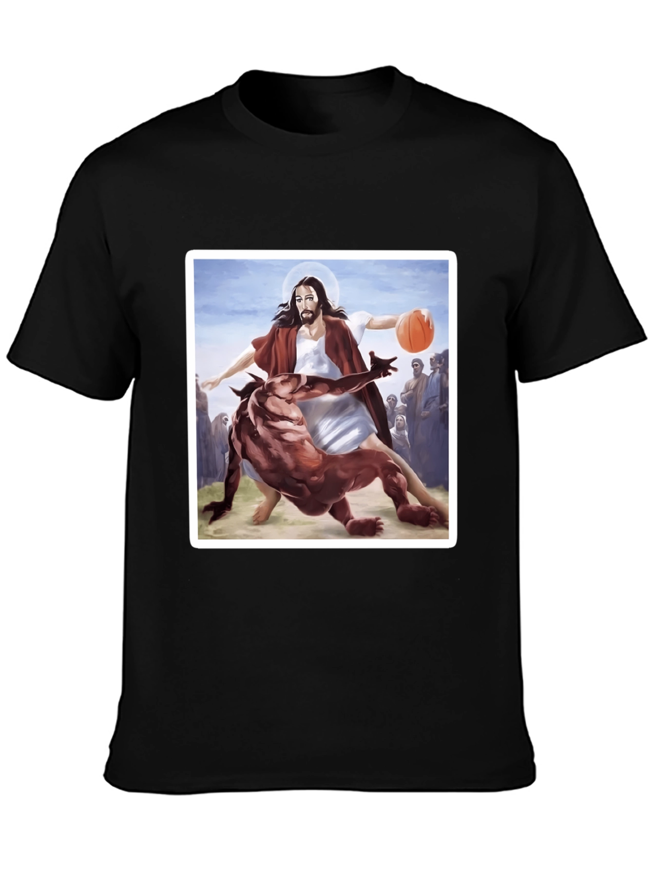Black Jesus Basketball Graphic Tee - Black Cotton Blend view 3