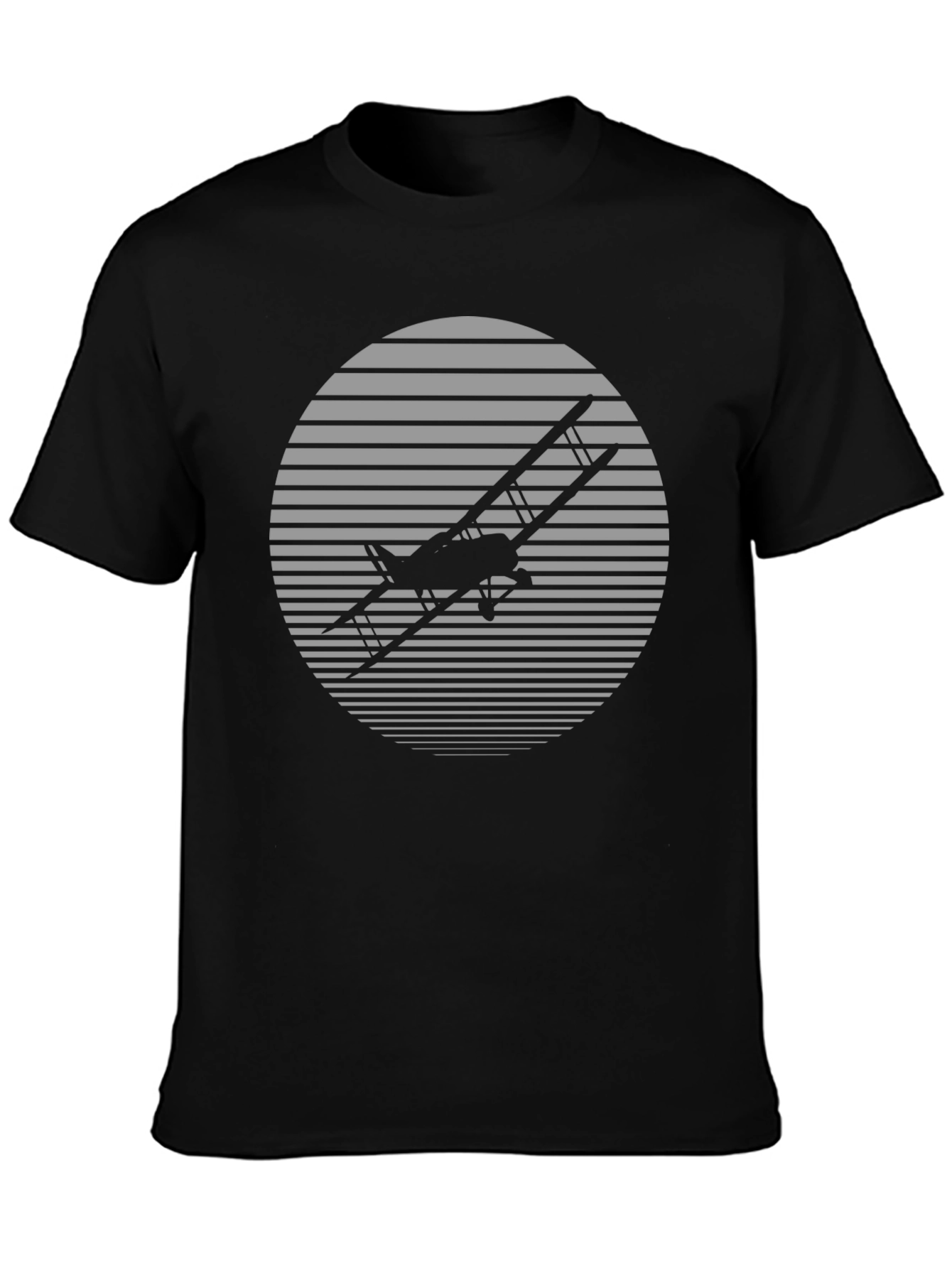 Black Vintage Airplane T-Shirt - Retro Style Black Tee view 3