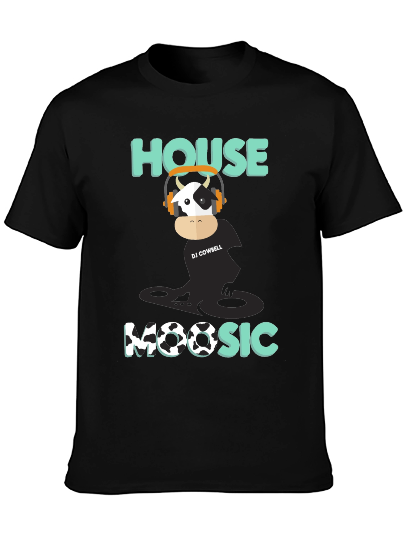 Black DJ Cowbell House Moosic T-Shirt - Black view 3