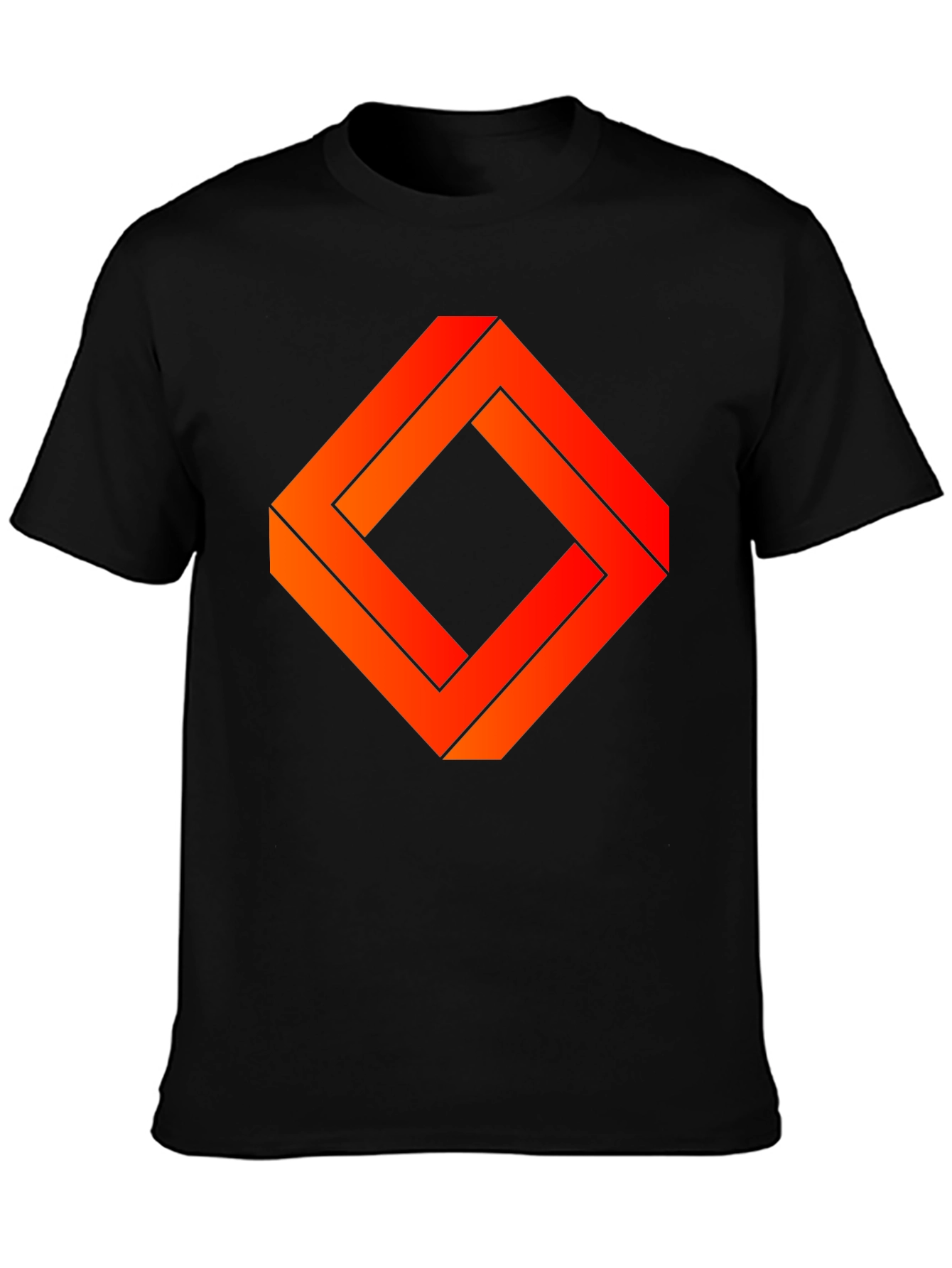 Black Geometric Illusion Graphic Tee - Abstract Design Shirt view 3