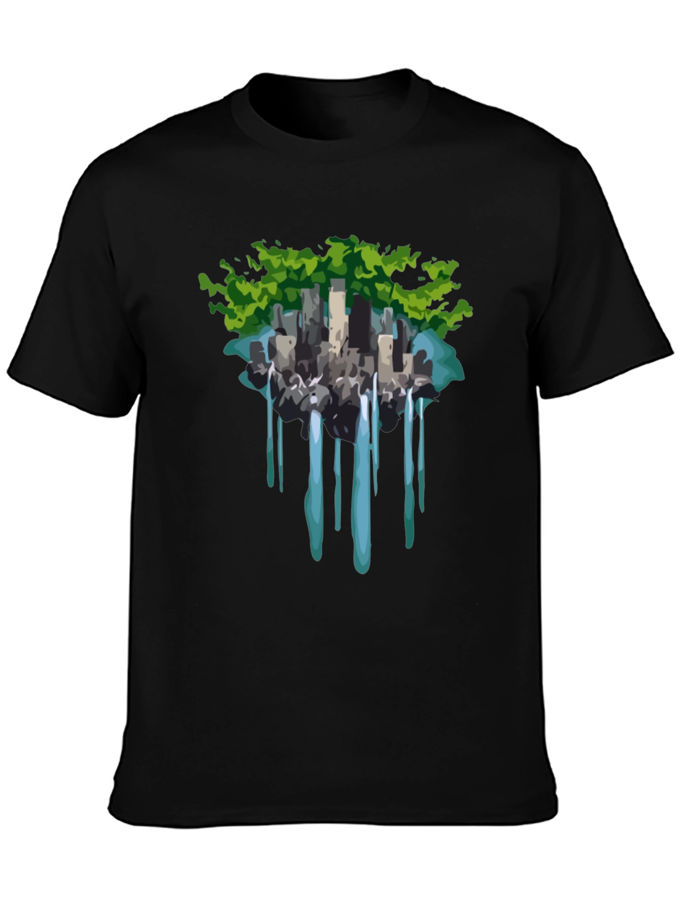 Black Urban Oasis T-Shirt - Nature Meets City view 3