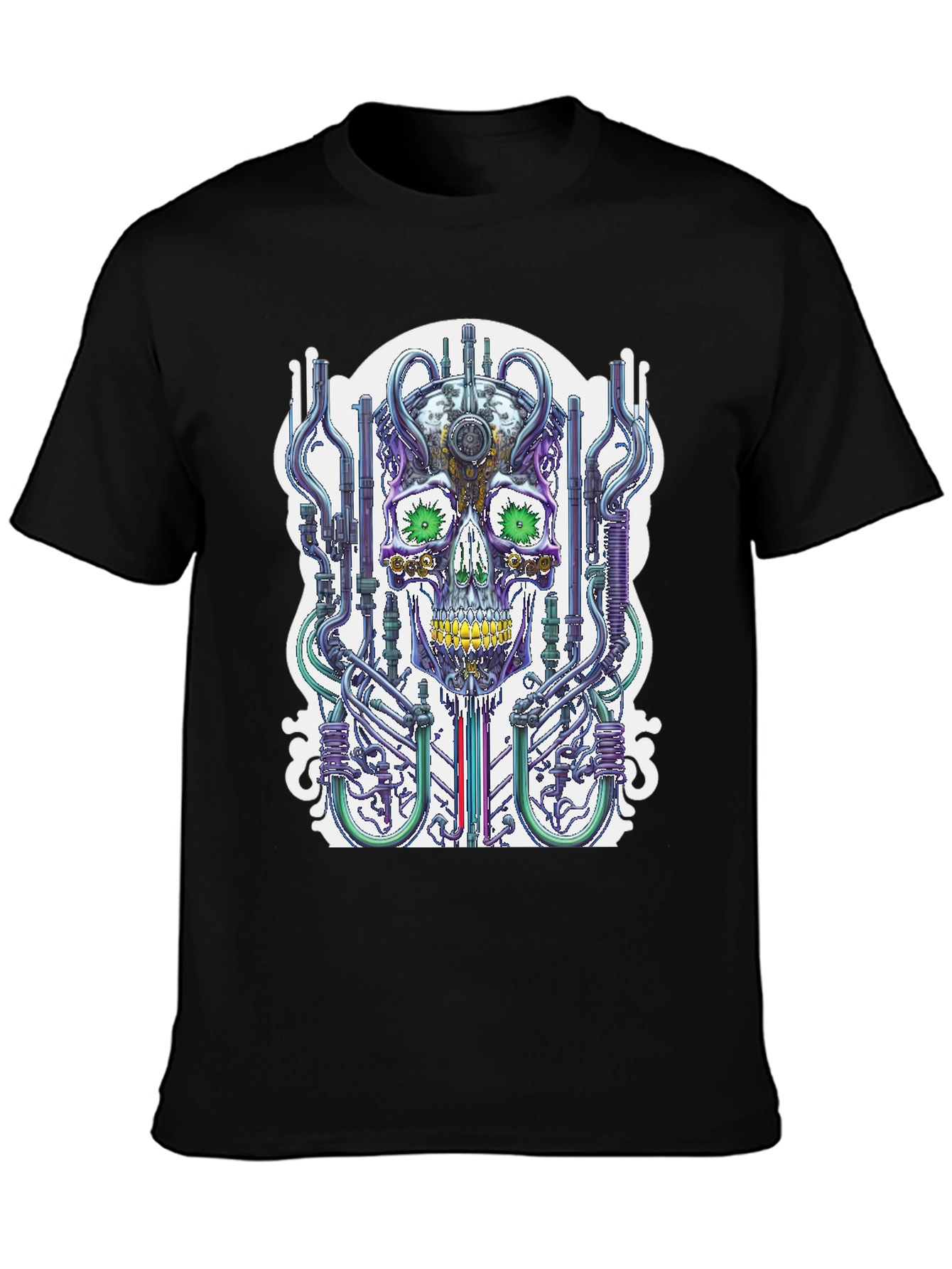 Black Cyberpunk Skull T-Shirt - Unique Graphic Tee view 3