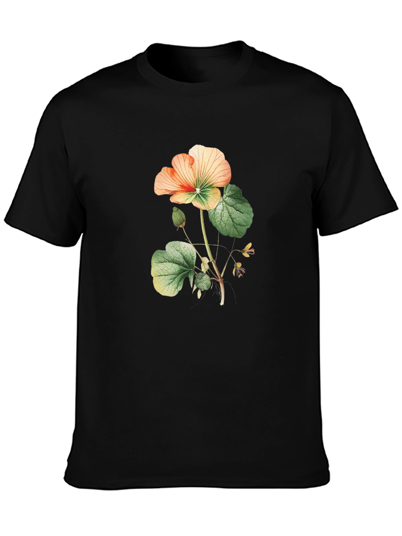 Black Floral Print Black T-Shirt view 3