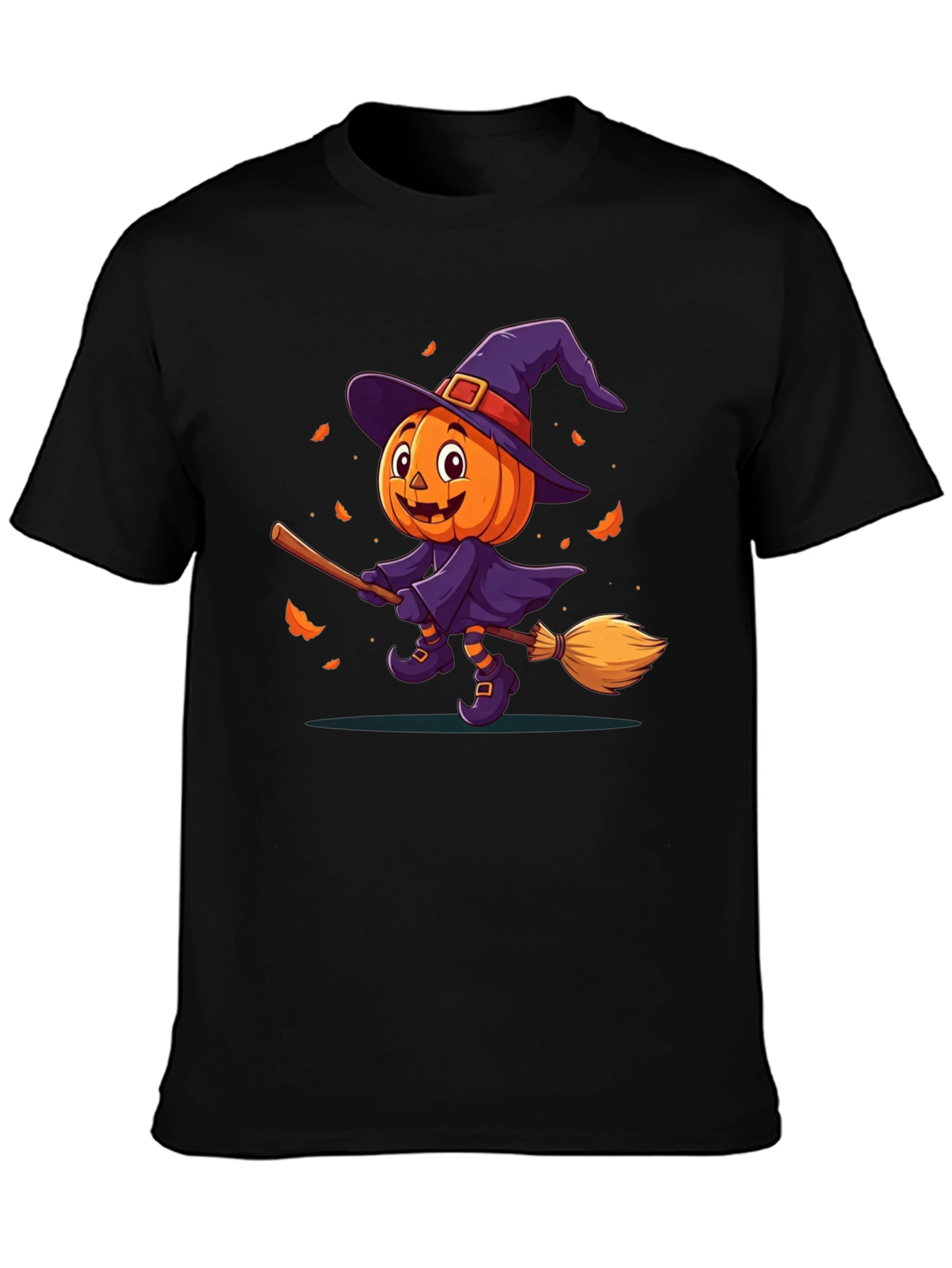 Black Halloween Pumpkin Witch T-Shirt view 3