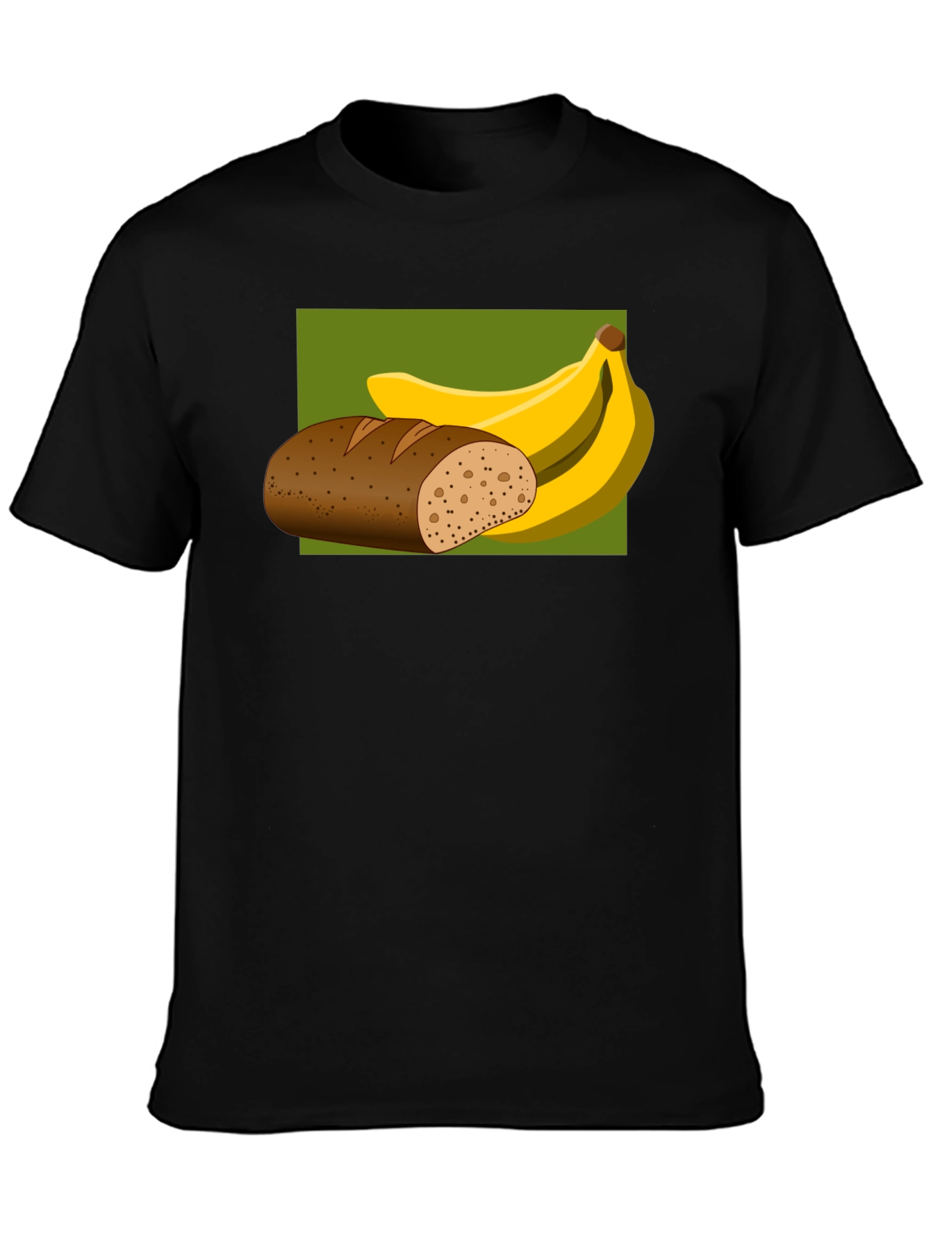 Black Bread & Bananas Graphic Tee - Novelty Food Shirt view 3