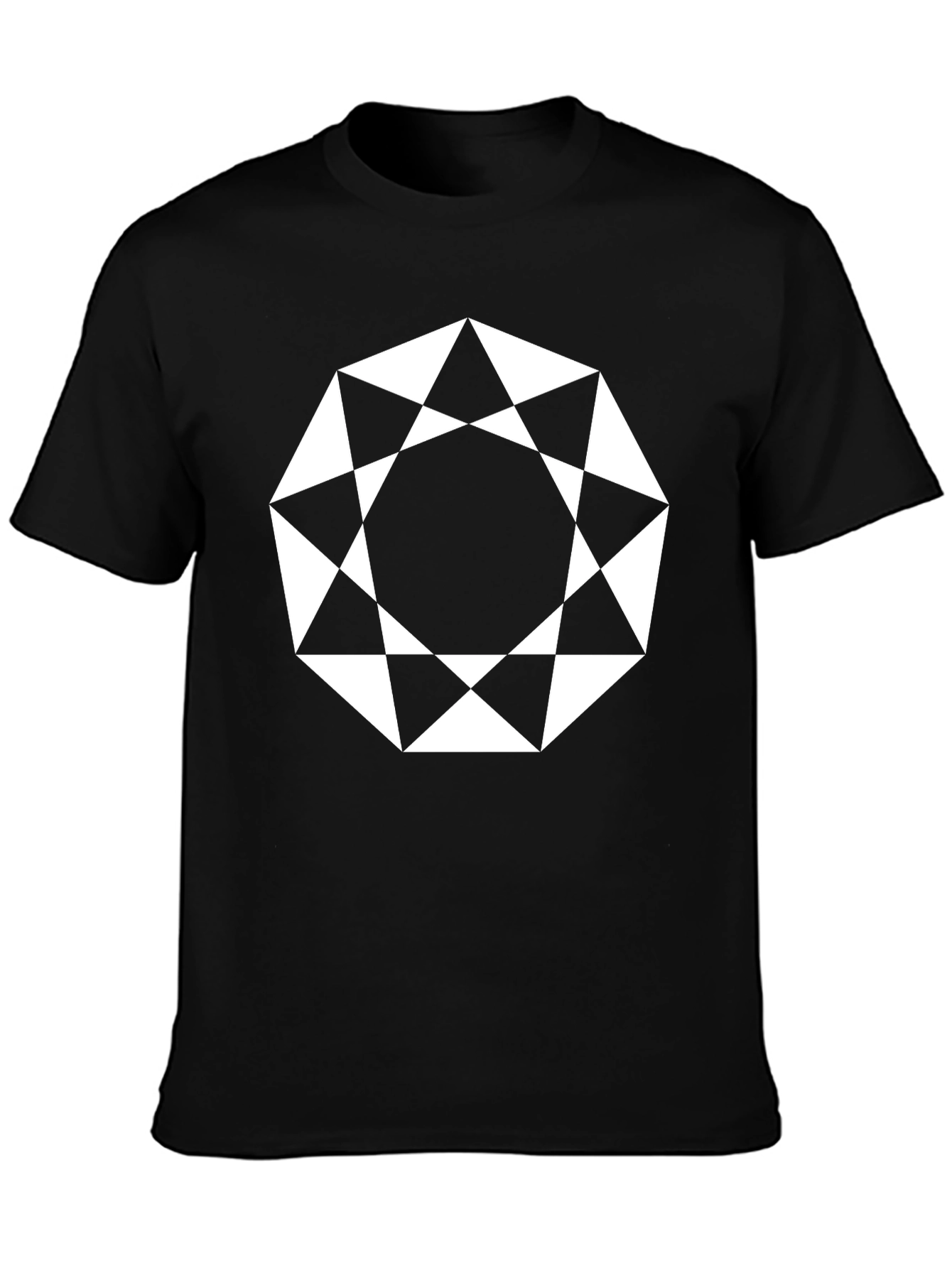 Black Geometric Octagon Graphic Tee - Modern Black Shirt view 3