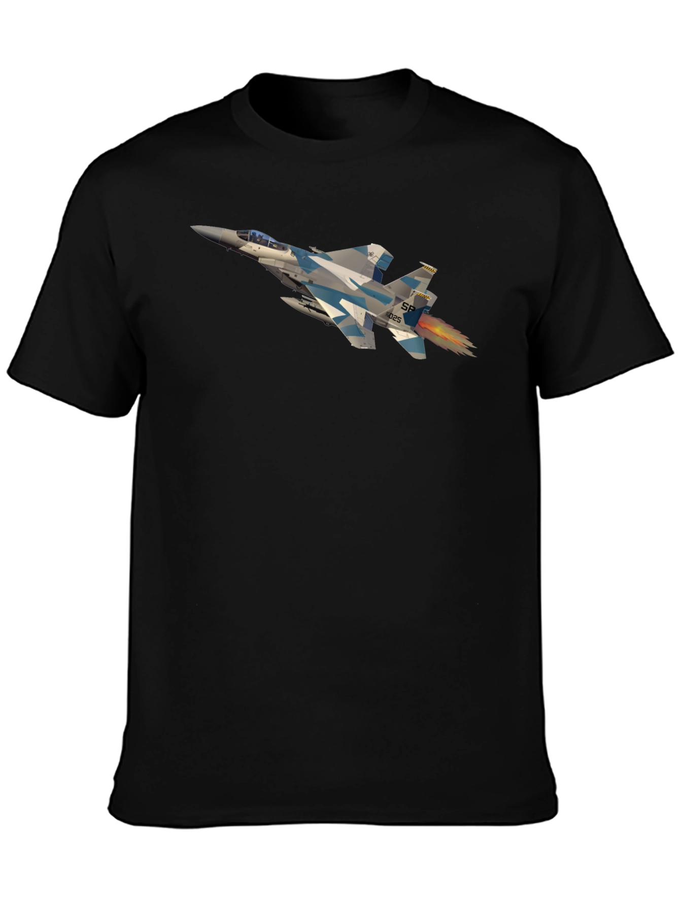Black Jet Fighter Graphic Tee - Black Crew Neck view 3