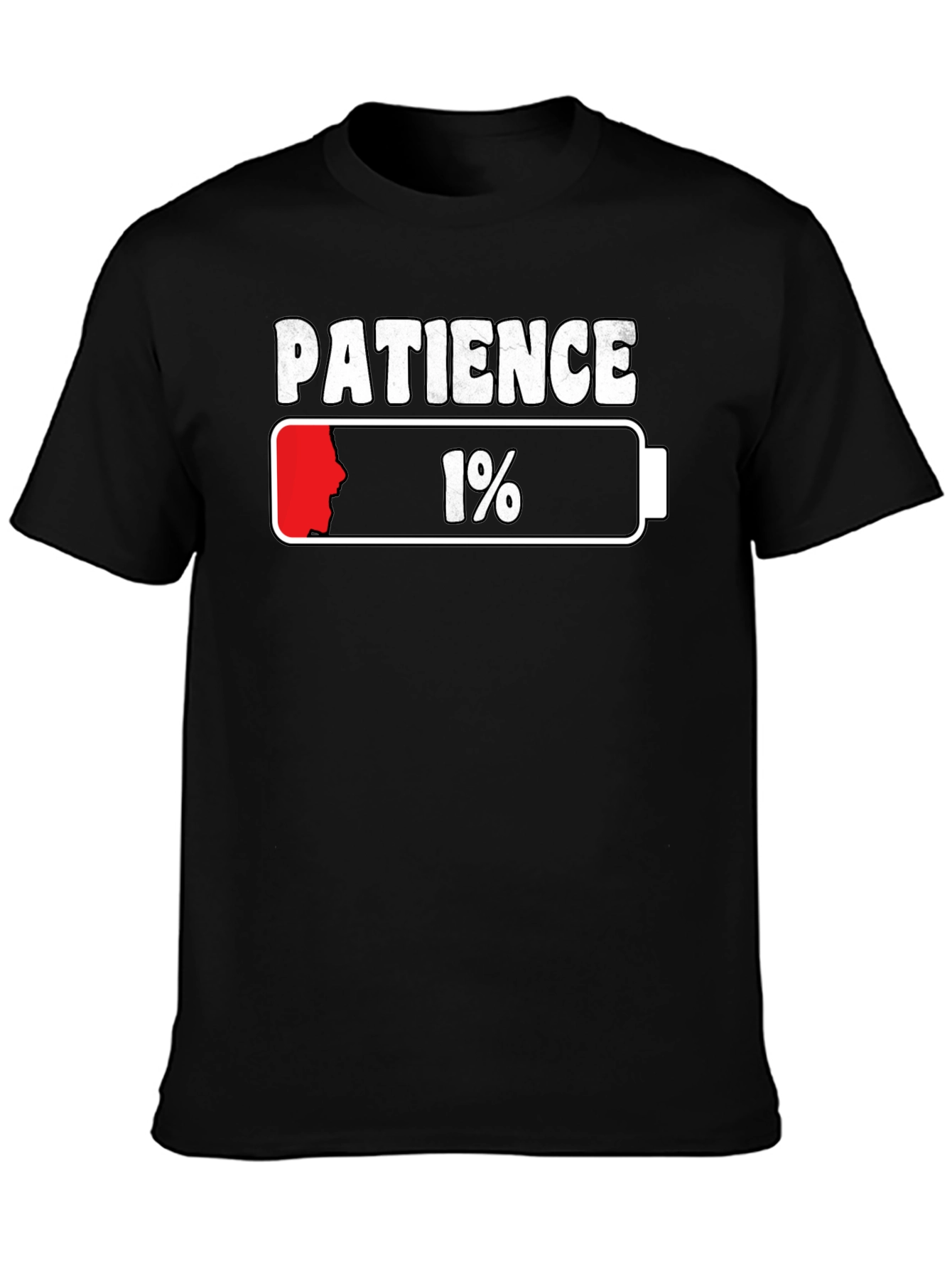 Black Patience 1% Low Battery Graphic T-Shirt view 3
