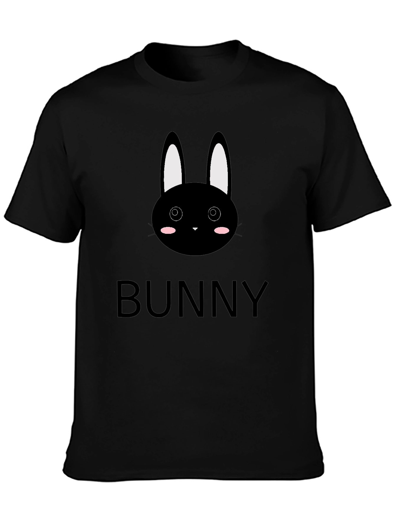 Black Cute Bunny Graphic Black T-Shirt view 3