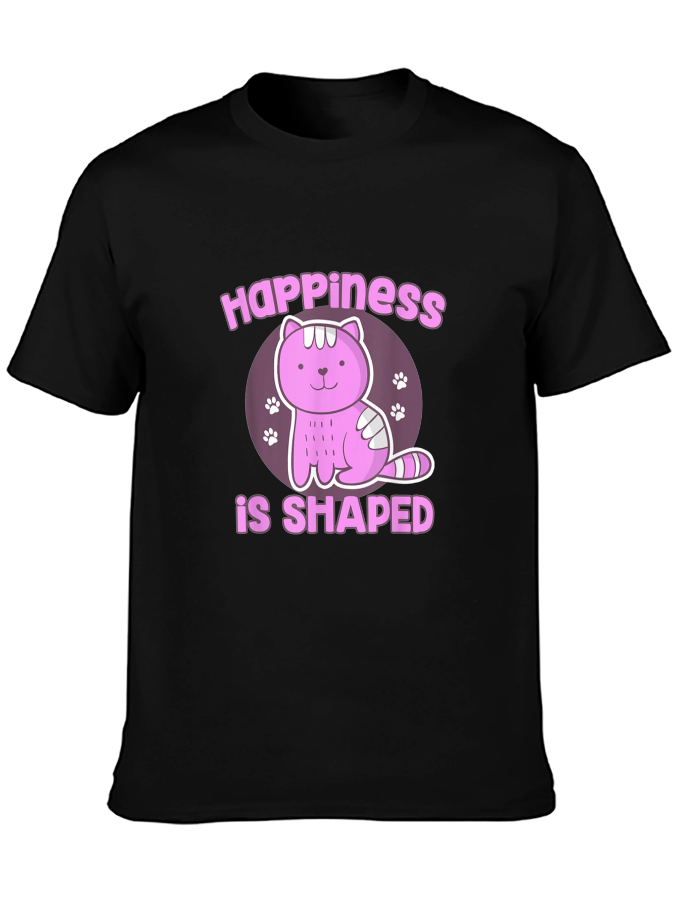 Black Happiness Shaped Cat T-Shirt view 3