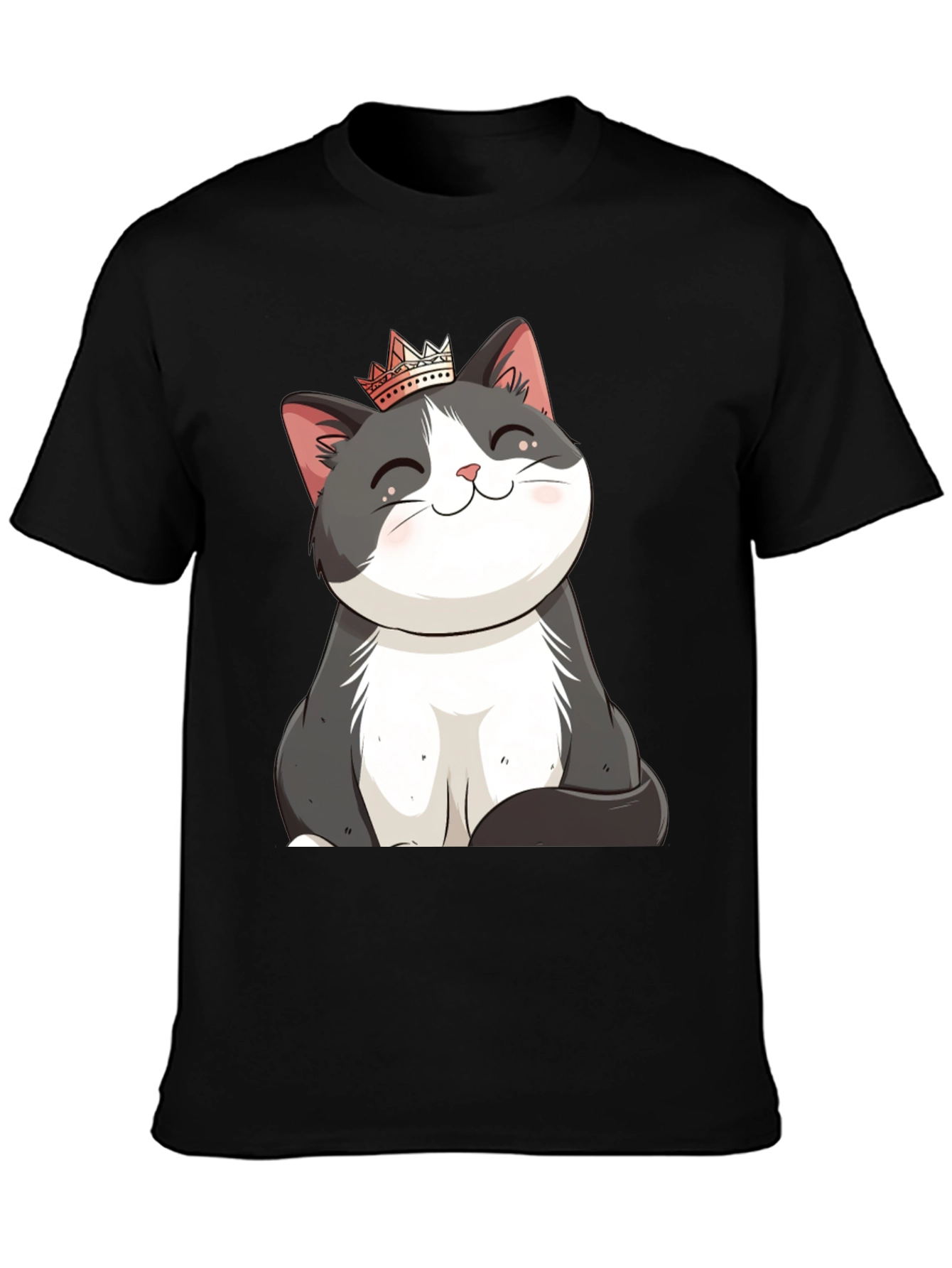 Black Cute Cat Crown T-Shirt - Men's Black Tee view 3