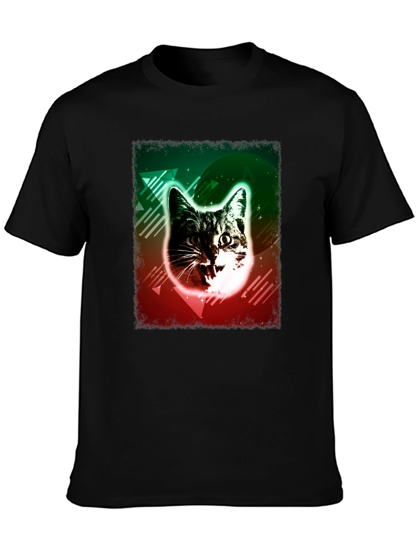 Black Retro Cat Graphic Tee - Black Cotton Comfort view 3