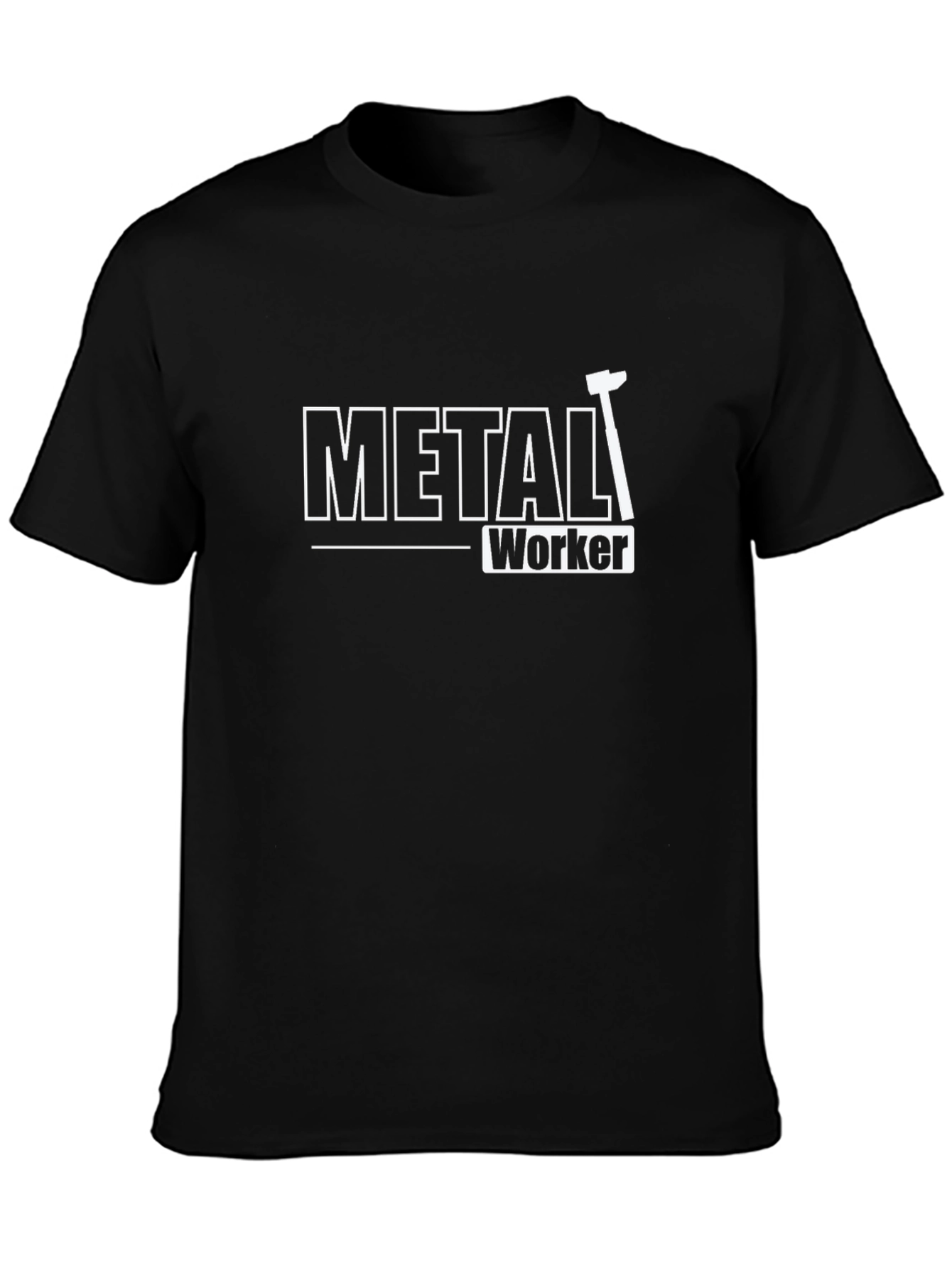 Black Metal Worker T-Shirt - Black Crew Neck Tee view 3