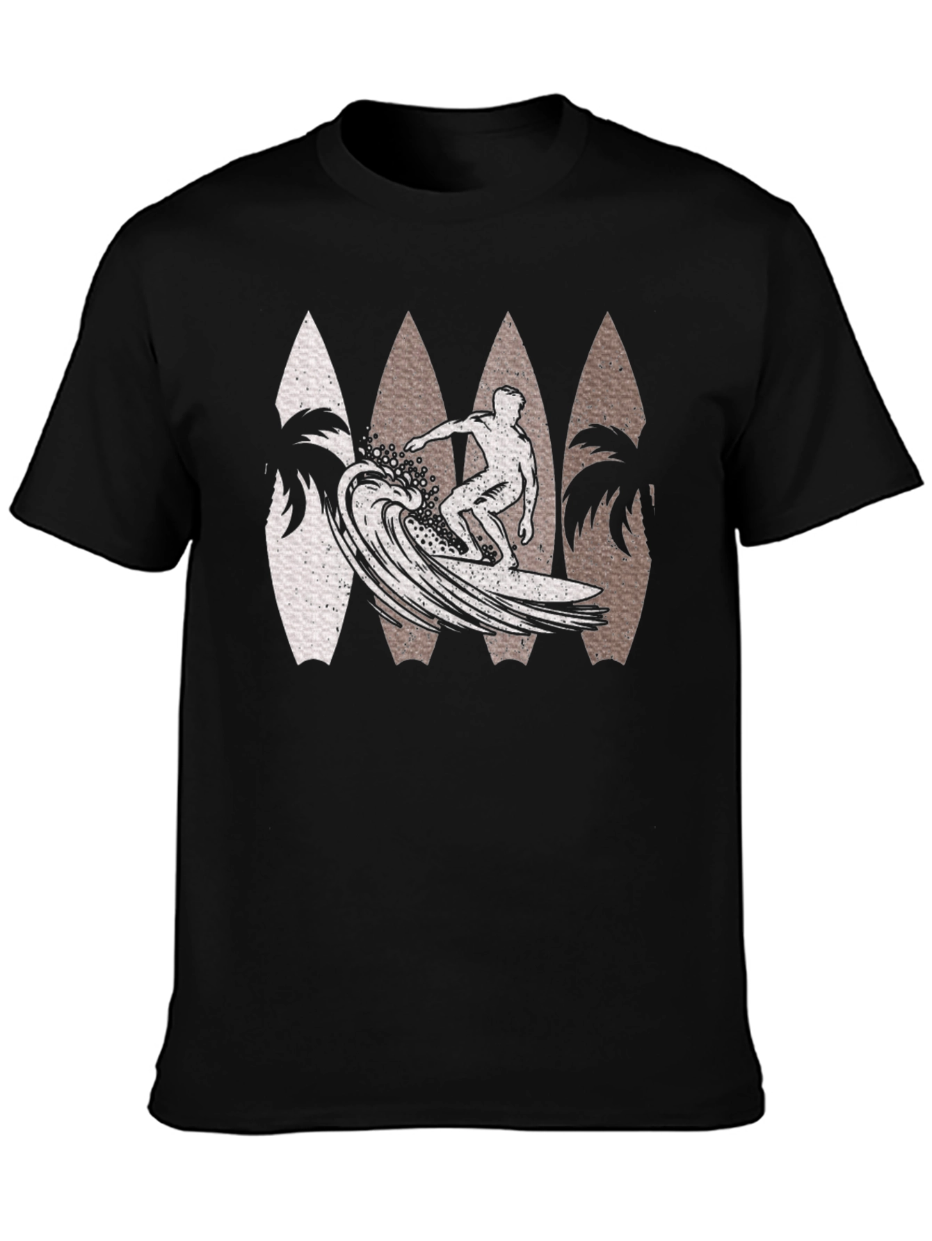 Black Surfer Wave Graphic Tee - Black view 3