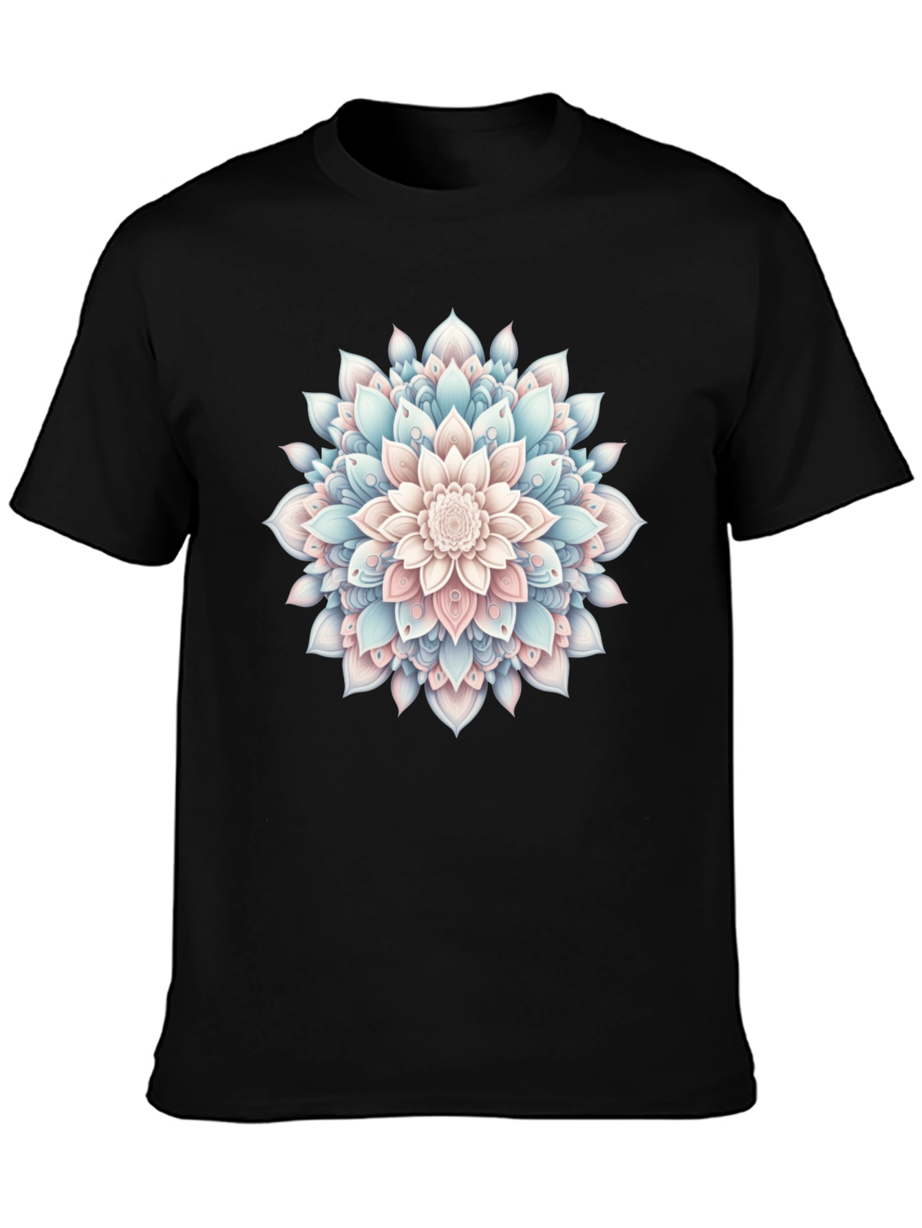 Black Mandala Flower Graphic Tee - Casual Style view 3